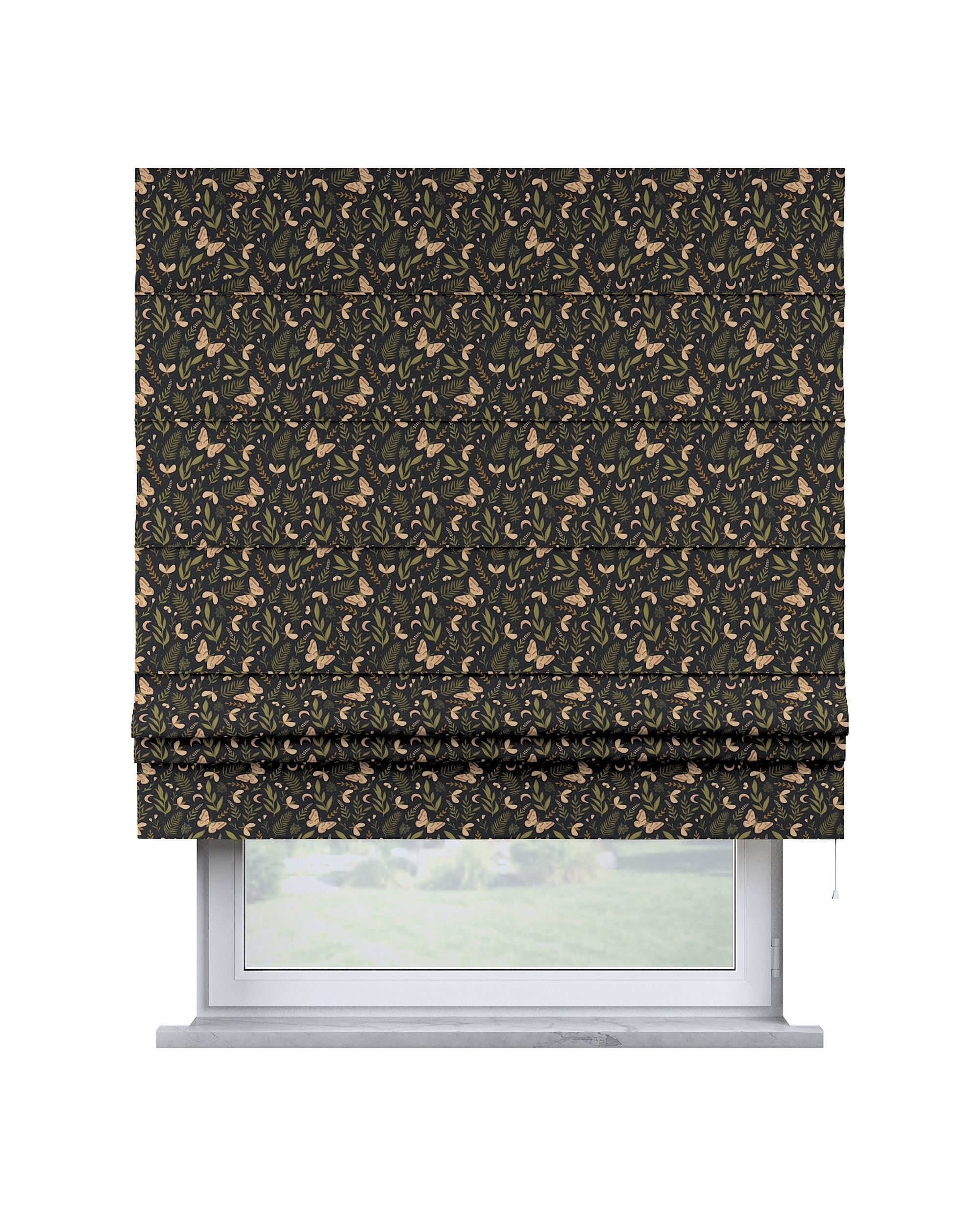 Padva Roman blind colour black fabric patterned