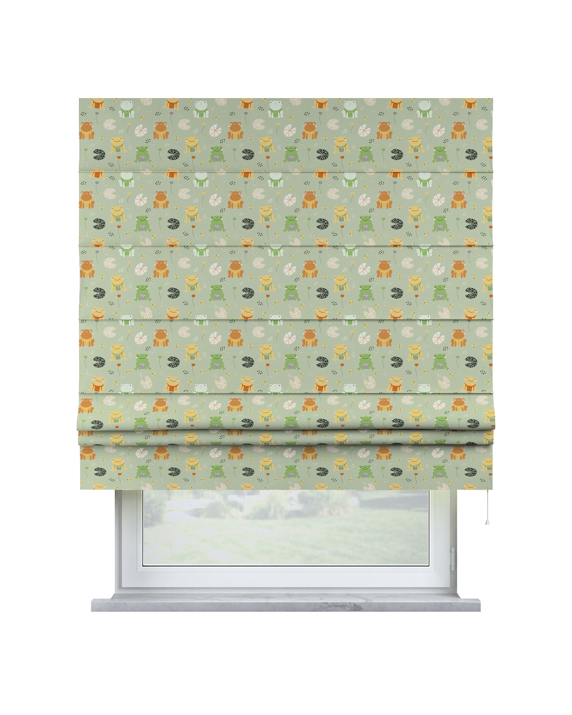 Padva Roman blind colour green fabric patterned
