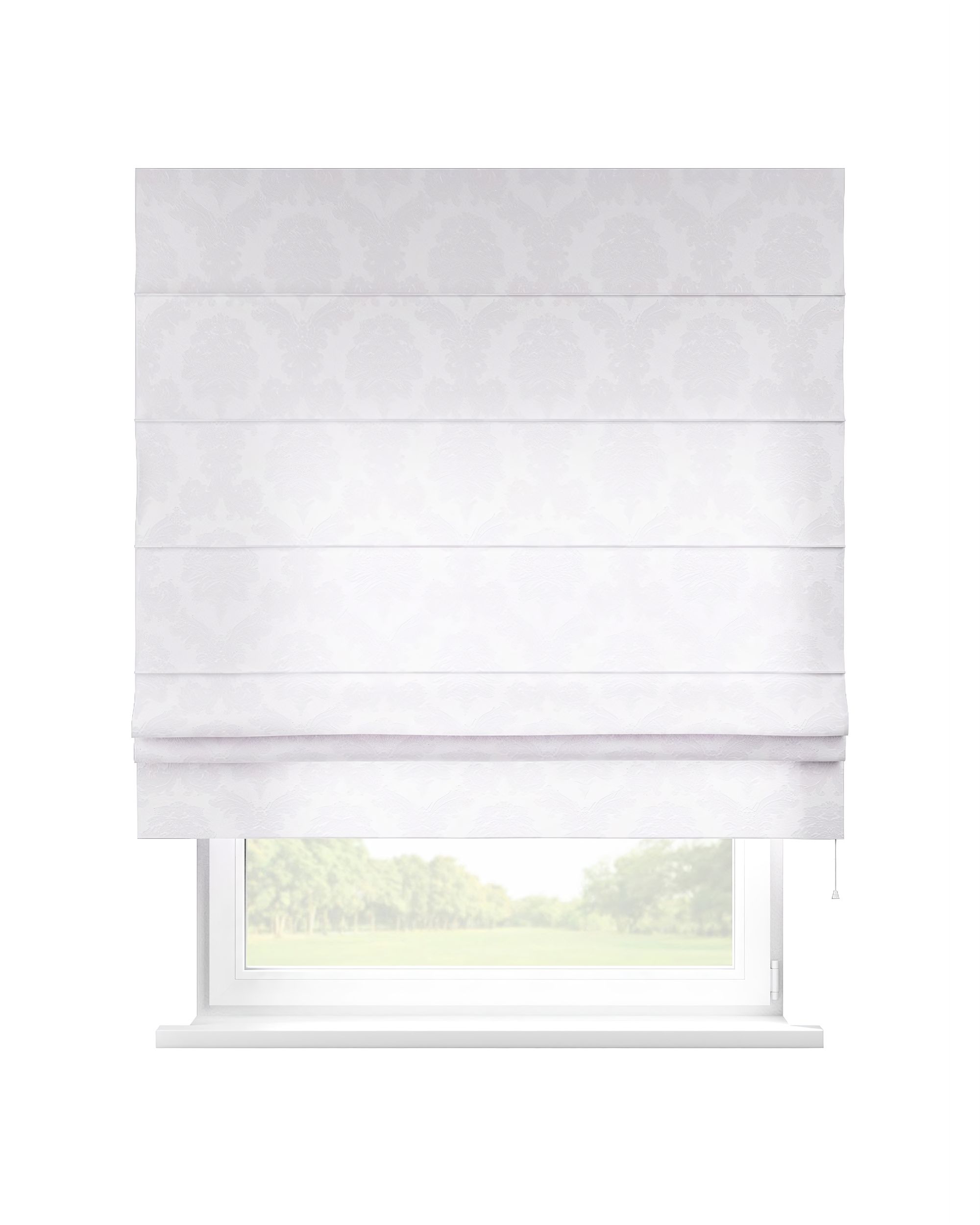 Padva Roman blind colour white fabric gloss, structured, patterned