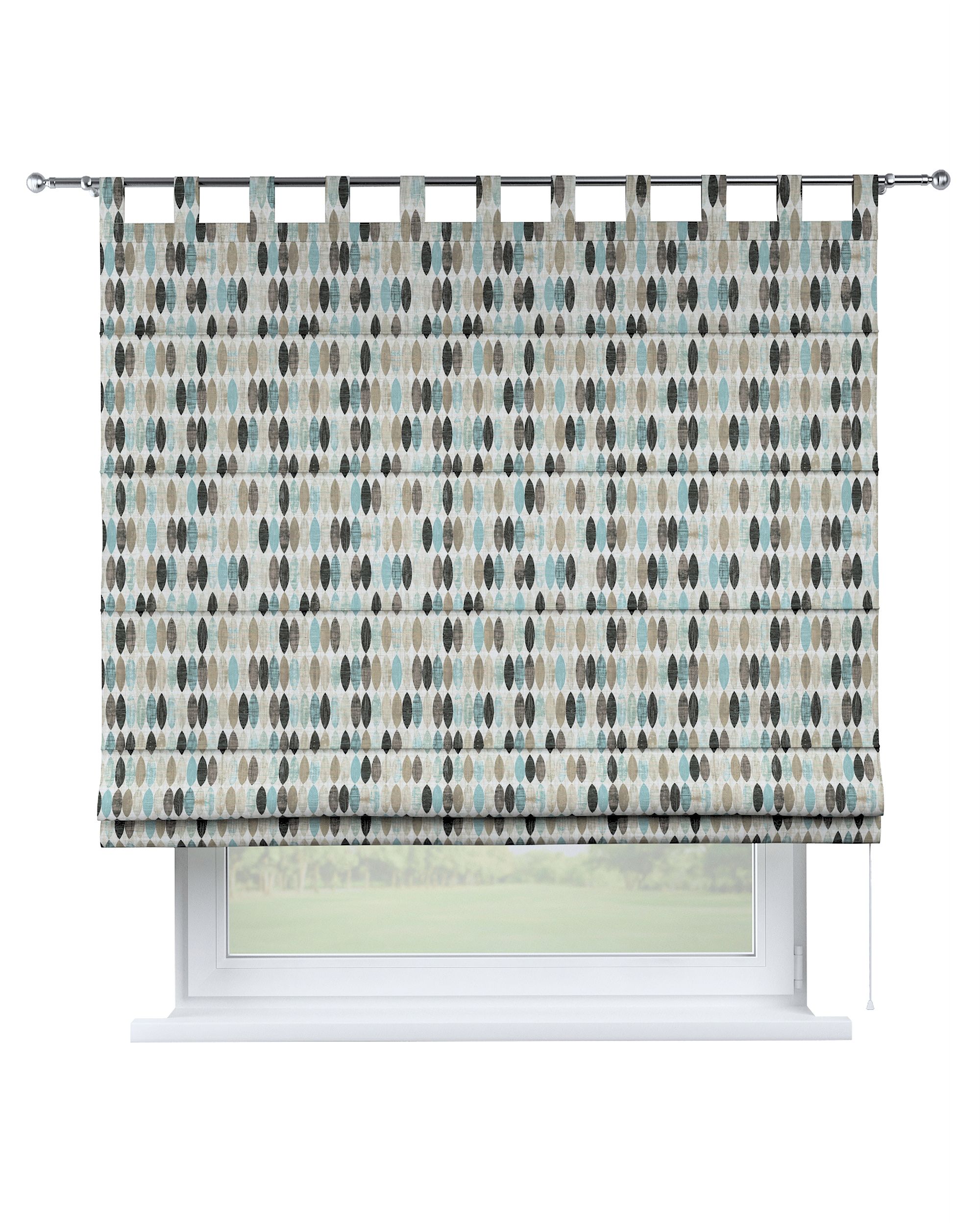 Verona tab top Roman blind colour beige fabric patterned