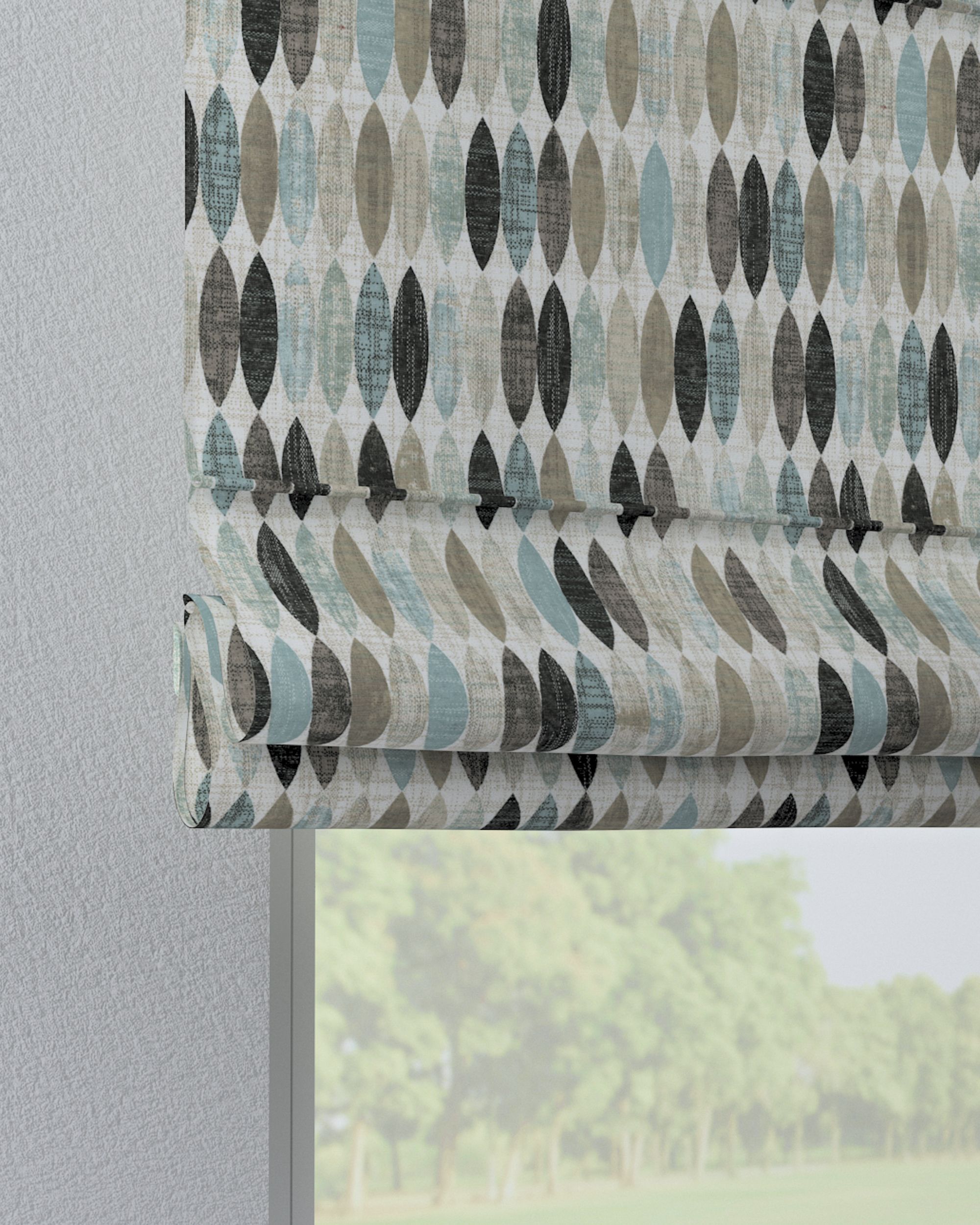 Verona tab top Roman blind colour beige fabric patterned (hover)