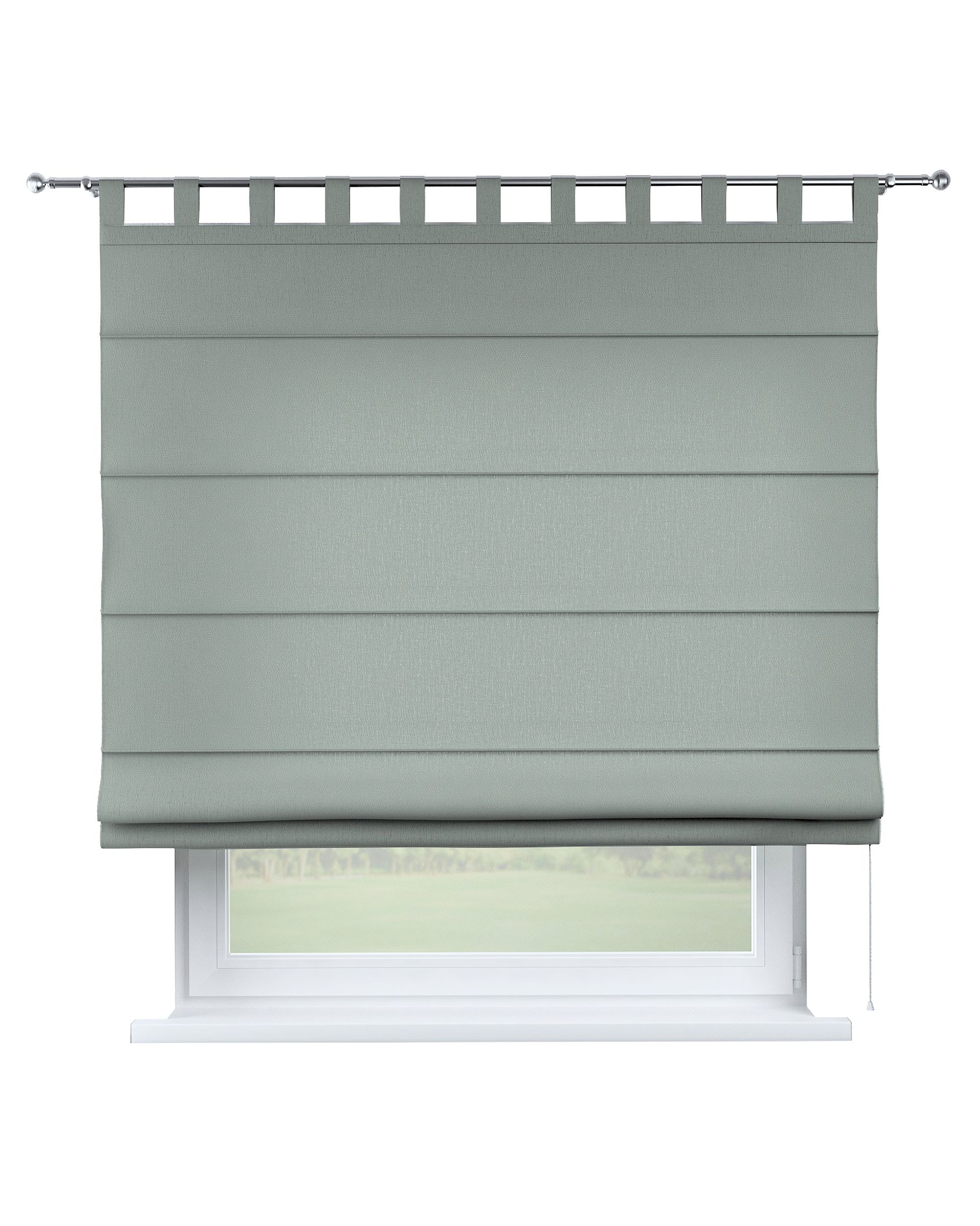 Verona tab top Roman blind colour grey fabric semi-sheer, structured