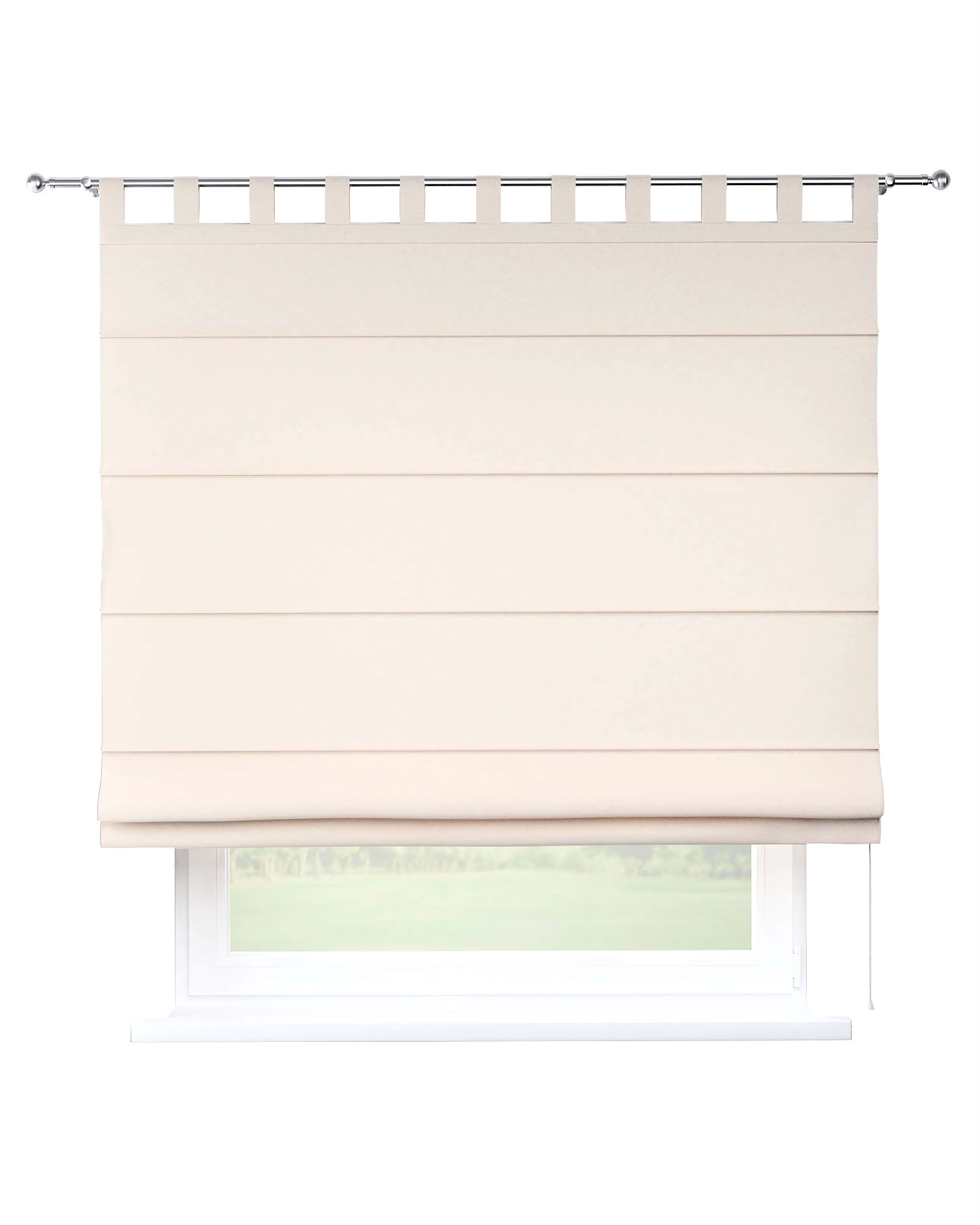 Verona tab top Roman blind colour beige fabric structured