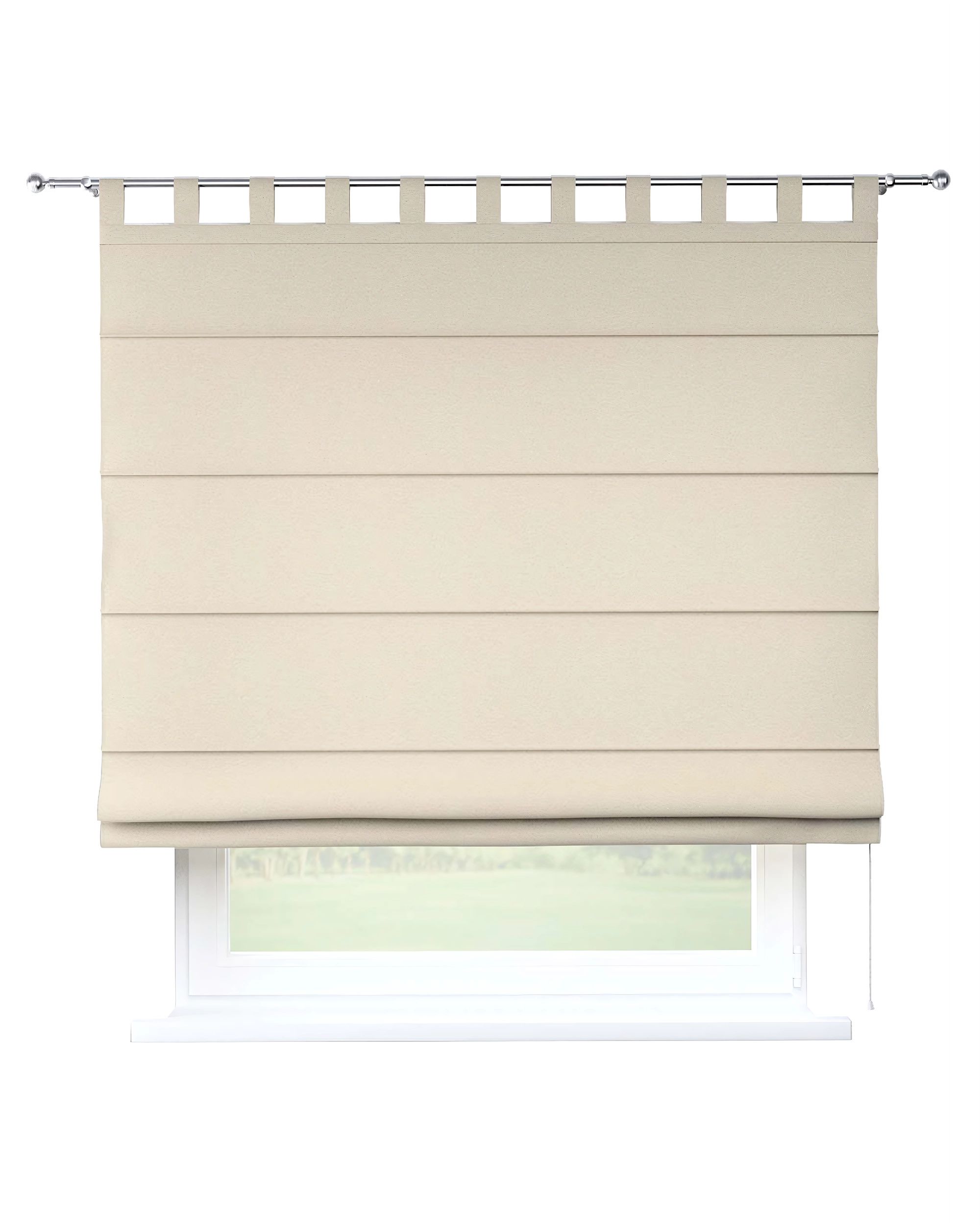 Verona tab top Roman blind colour beige fabric structured