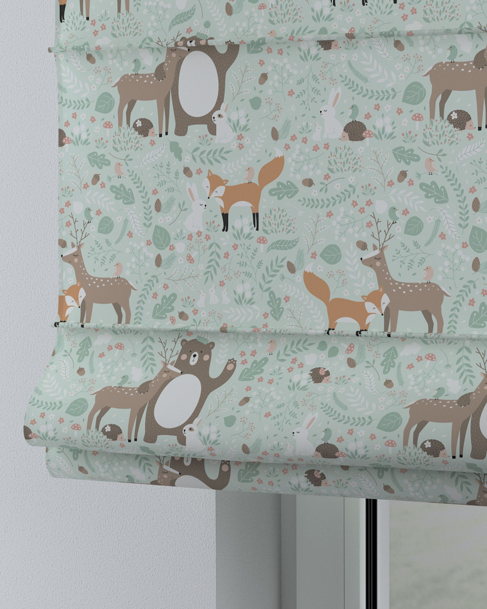 Verona tab top Roman blind colour green fabric patterned (hover)