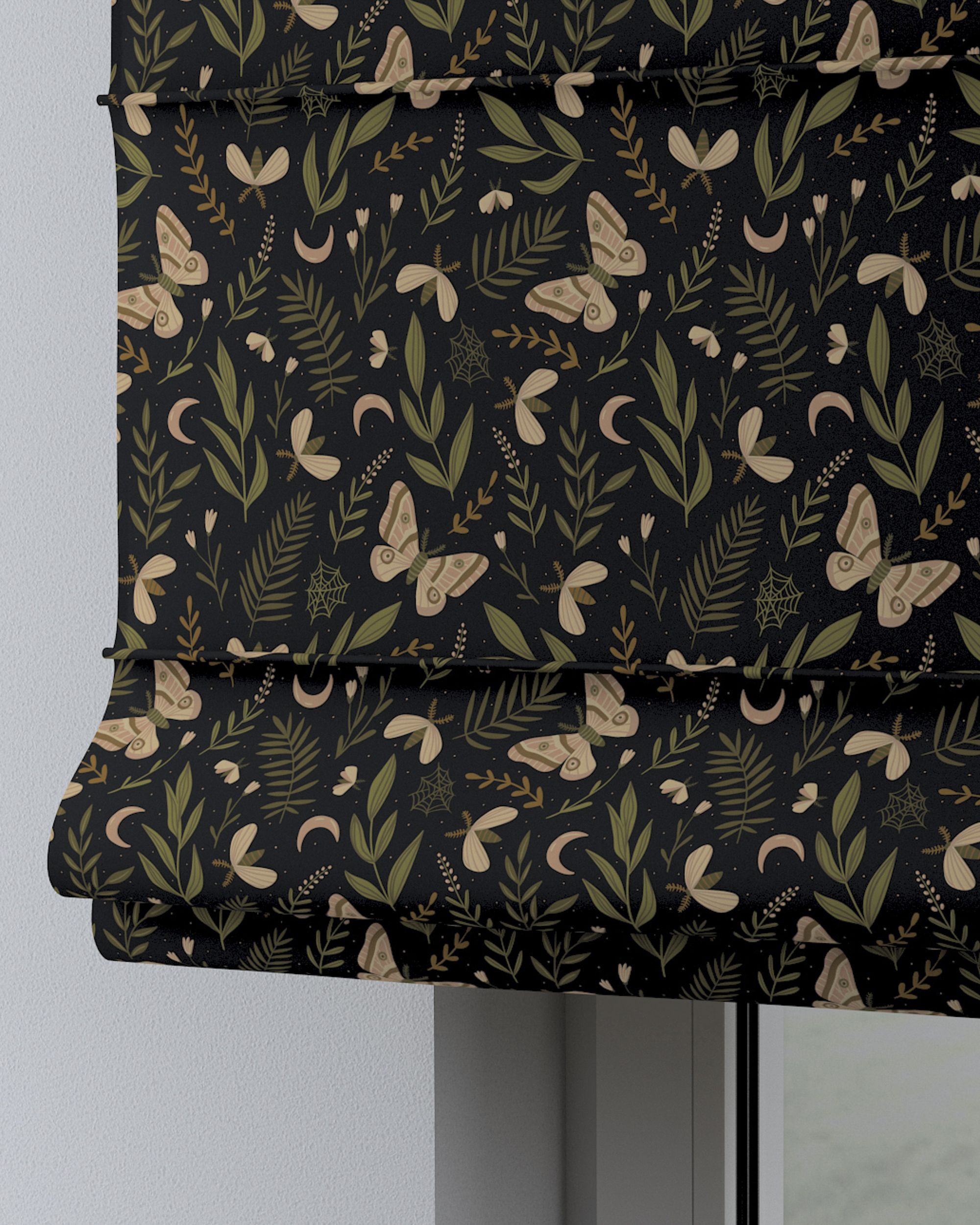 Verona tab top Roman blind colour black fabric patterned (hover)