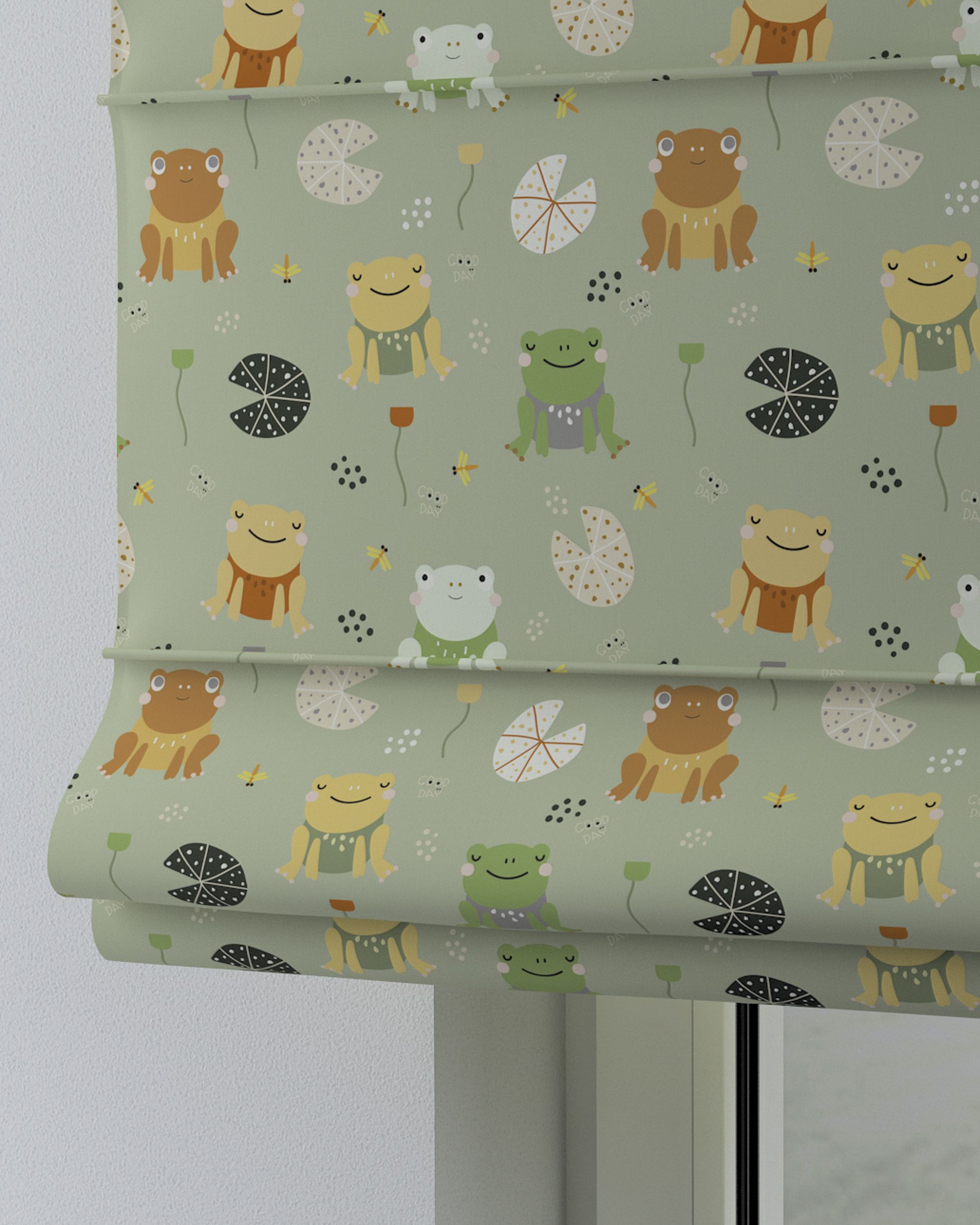 Verona tab top Roman blind colour green fabric patterned (hover)