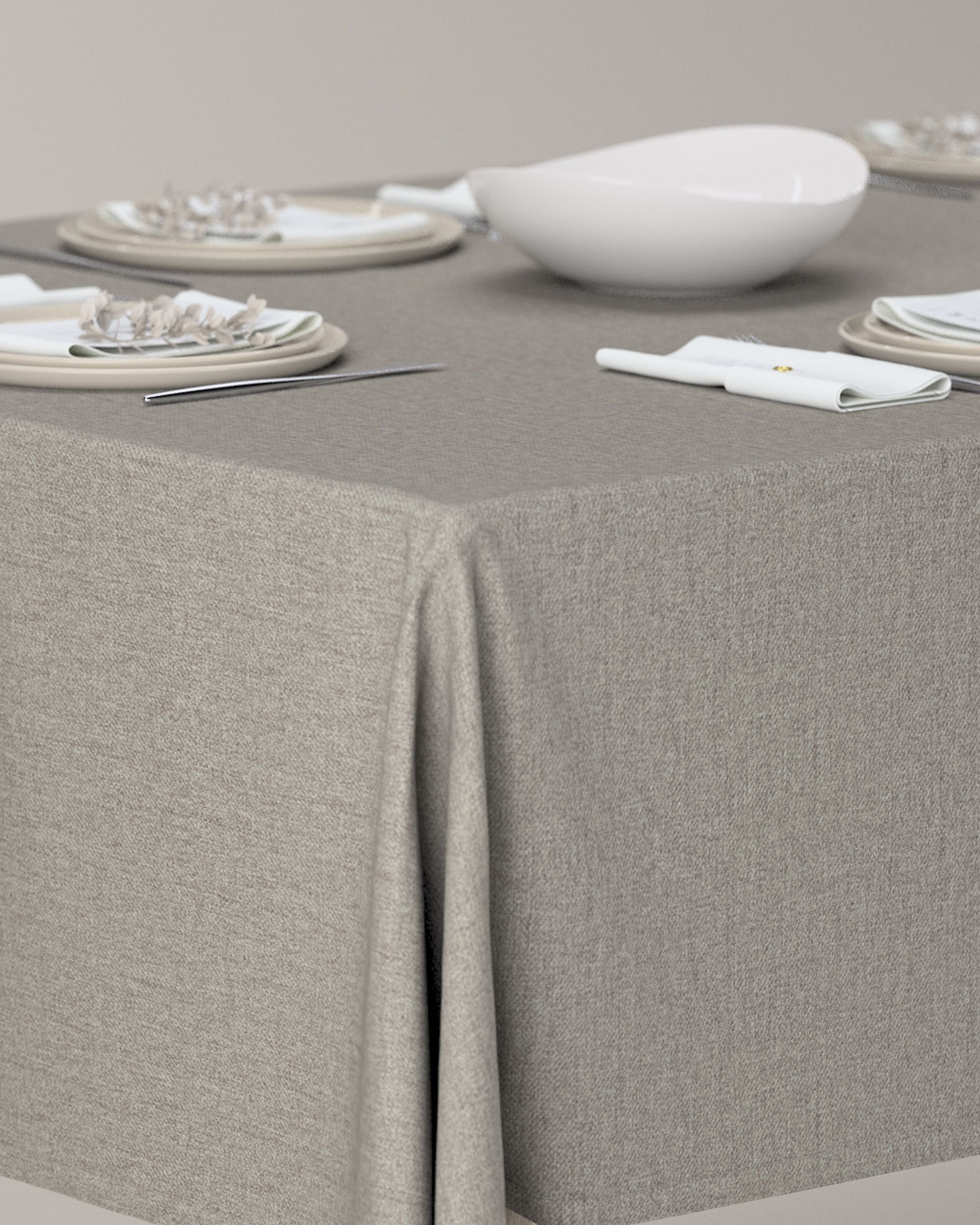 Rectangular tablecloth colour grey fabric structured (hover)