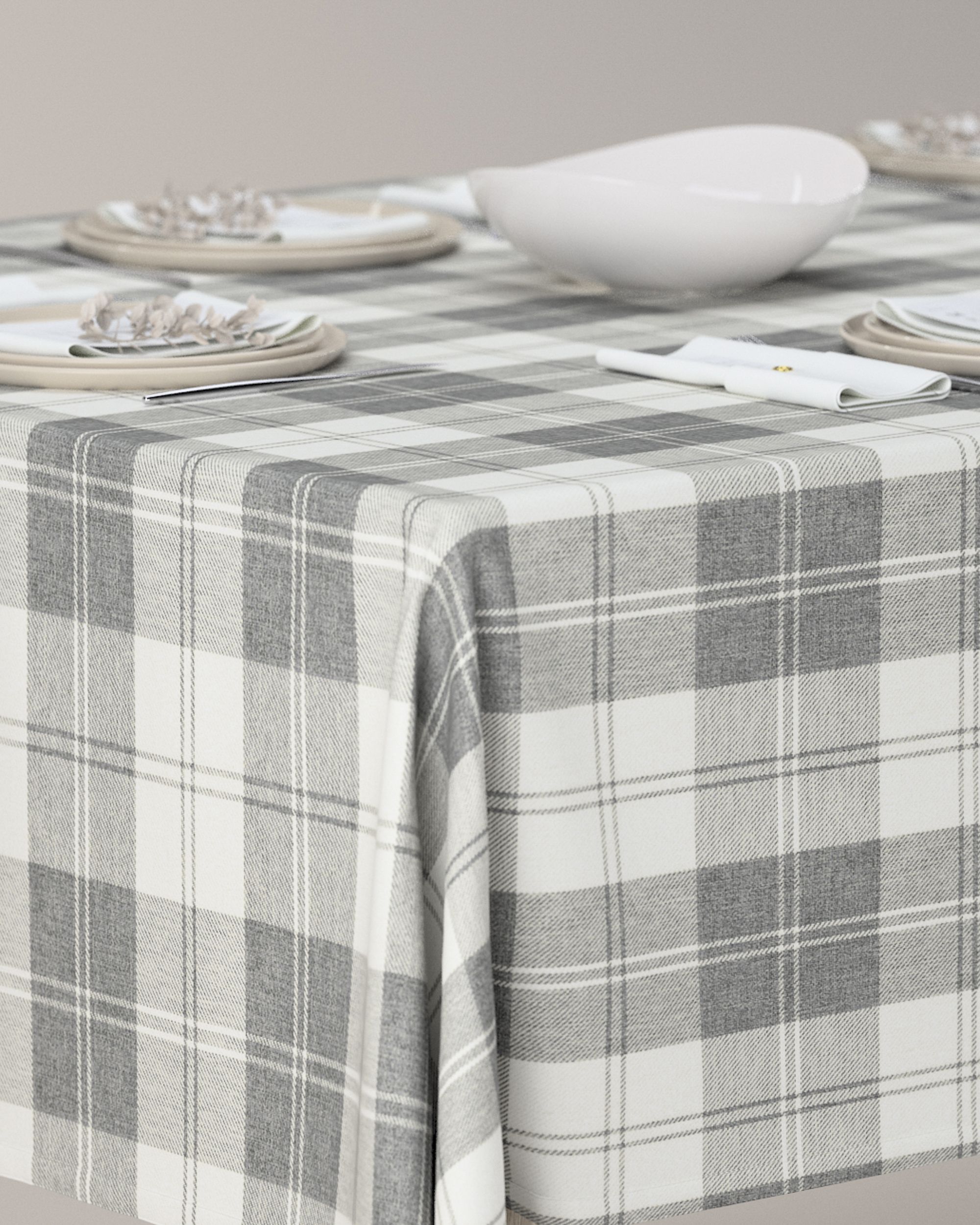 Rectangular tablecloth colour grey fabric structured, patterned (hover)