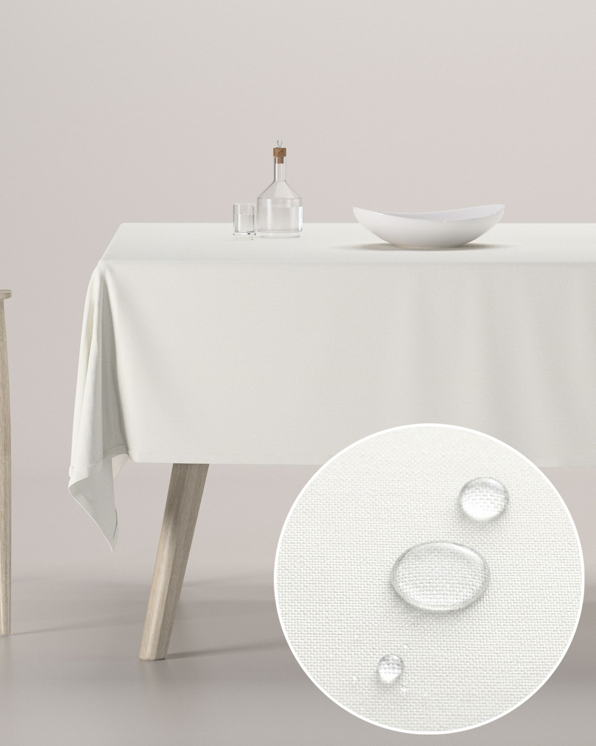 Rectangular tablecloth colour cream fabric stain-resistant, structured