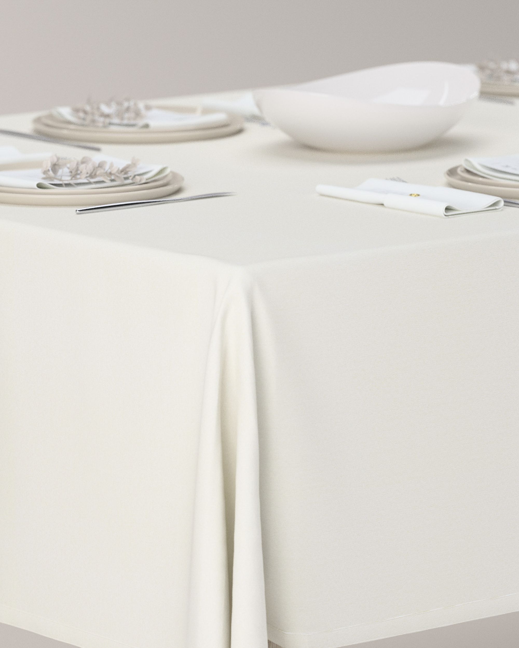 Rectangular tablecloth colour cream fabric stain-resistant, structured (hover)