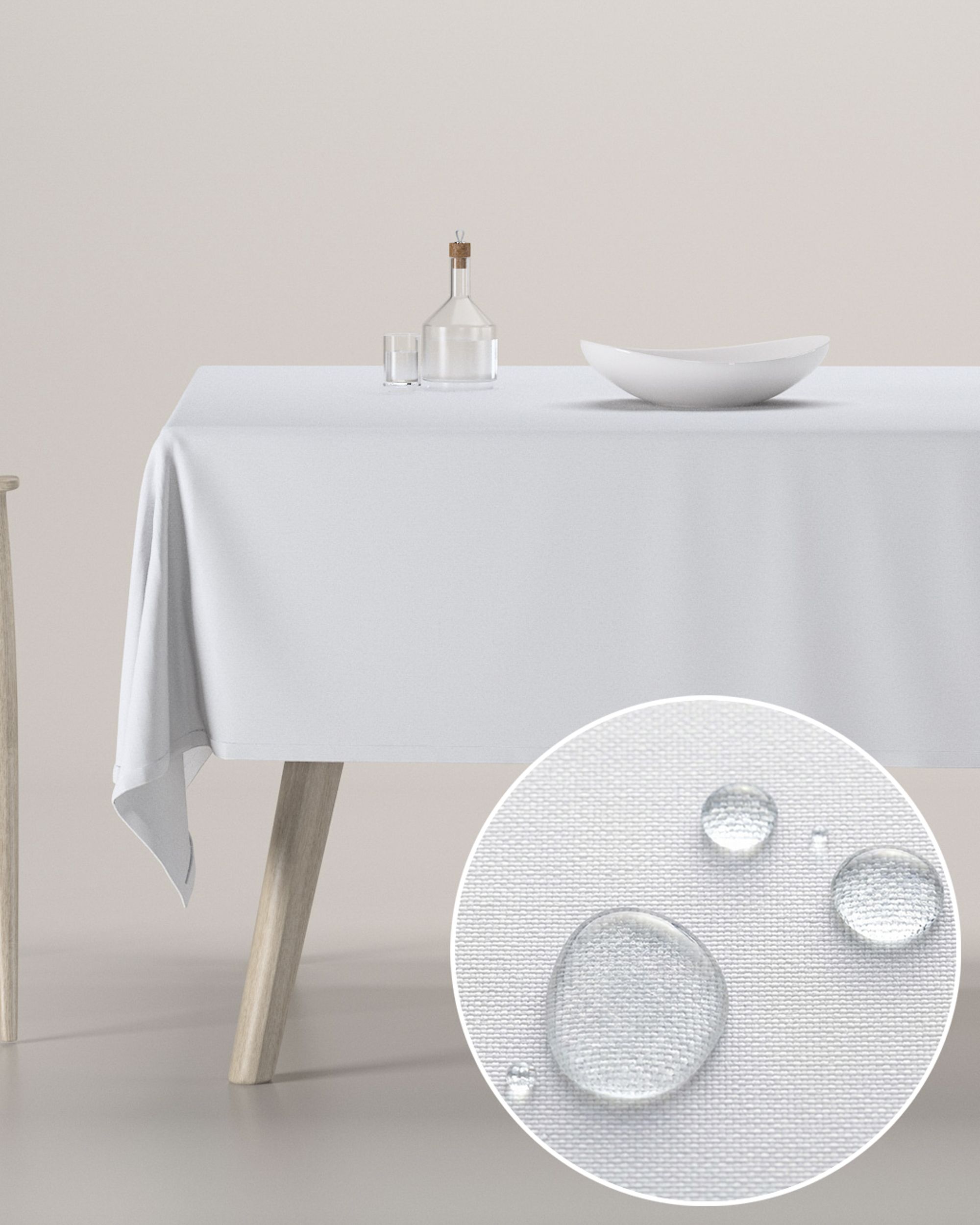 Rectangular tablecloth colour white fabric stain-resistant, structured