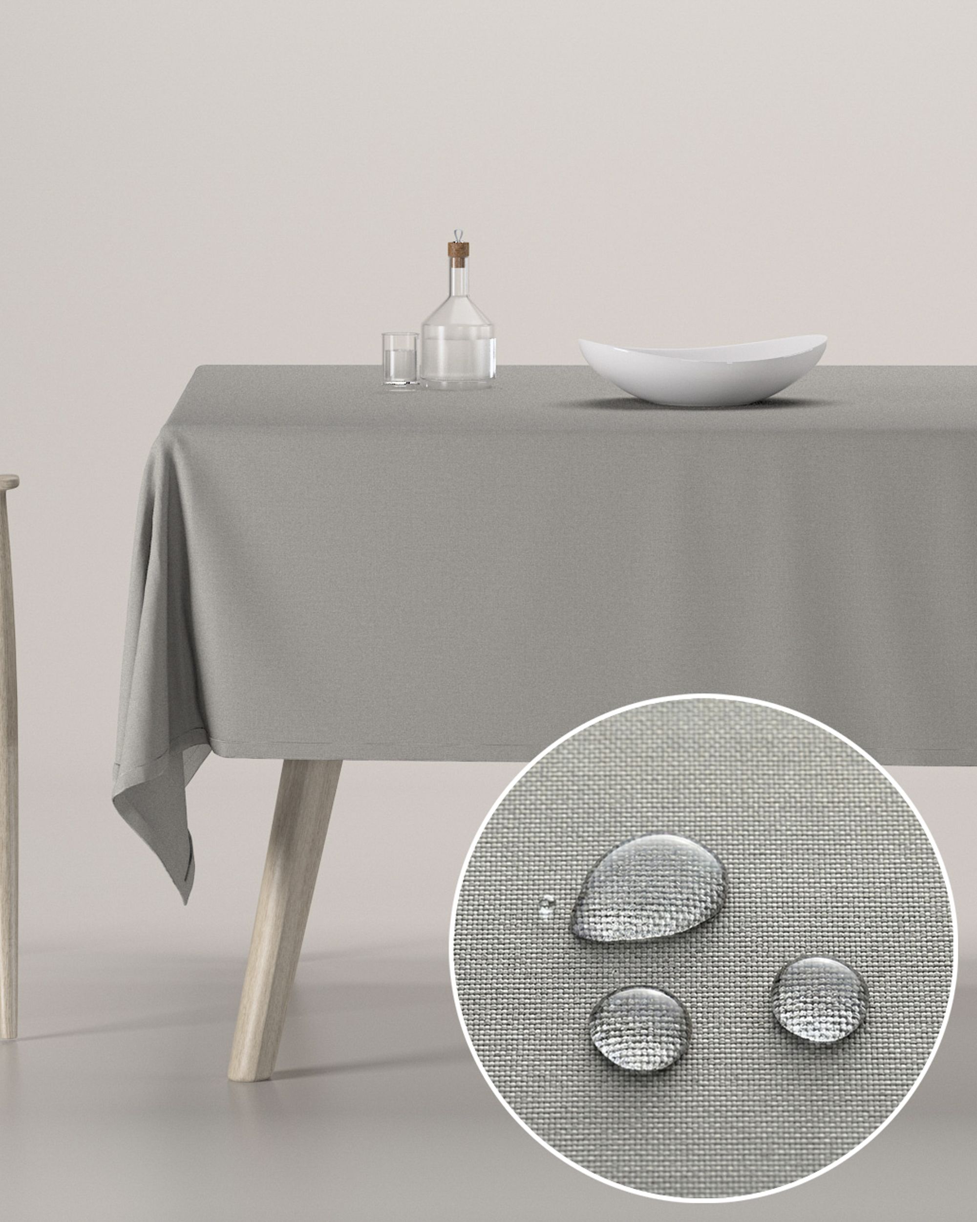 Rectangular tablecloth colour beige fabric stain-resistant, structured