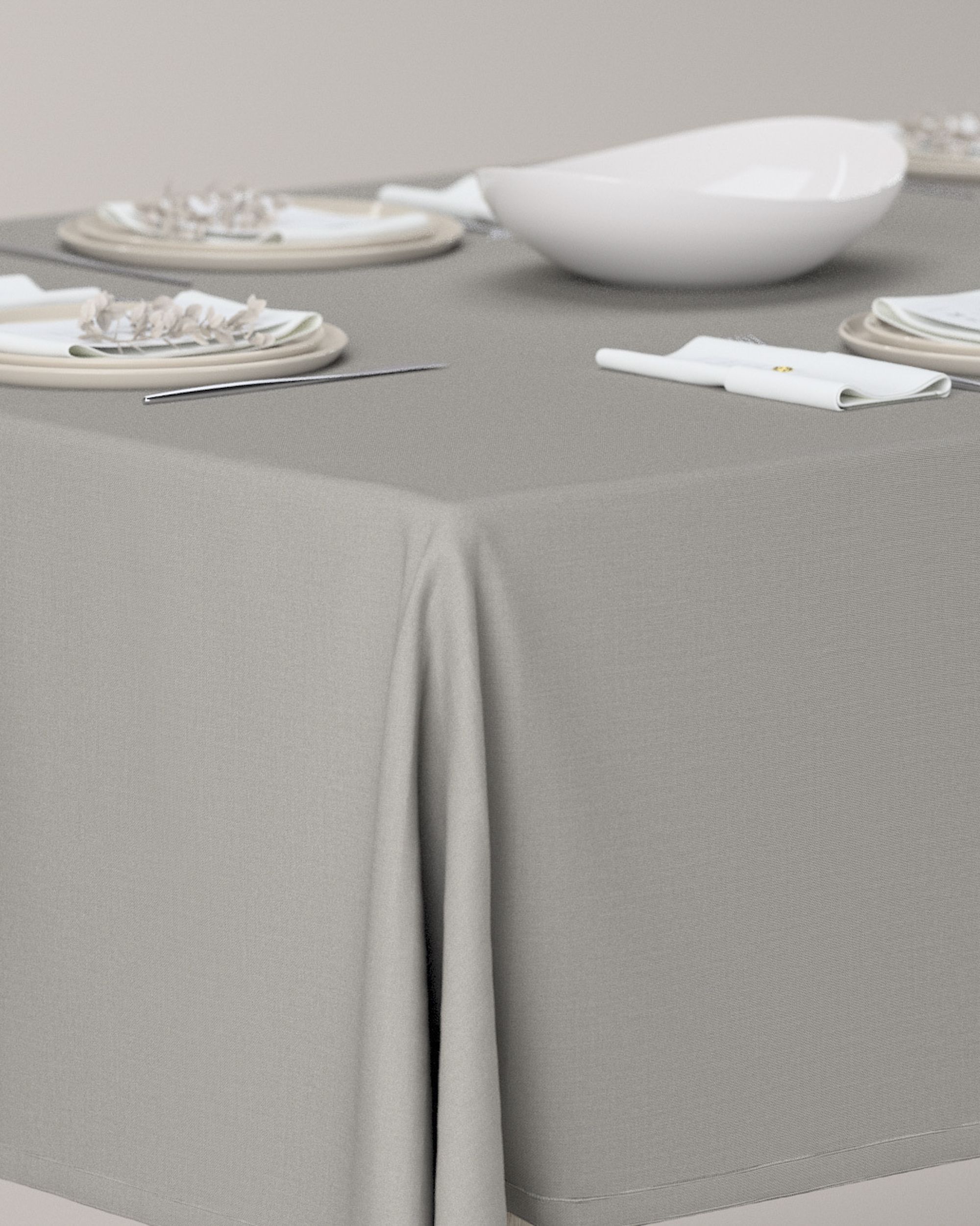 Rectangular tablecloth colour beige fabric stain-resistant, structured (hover)