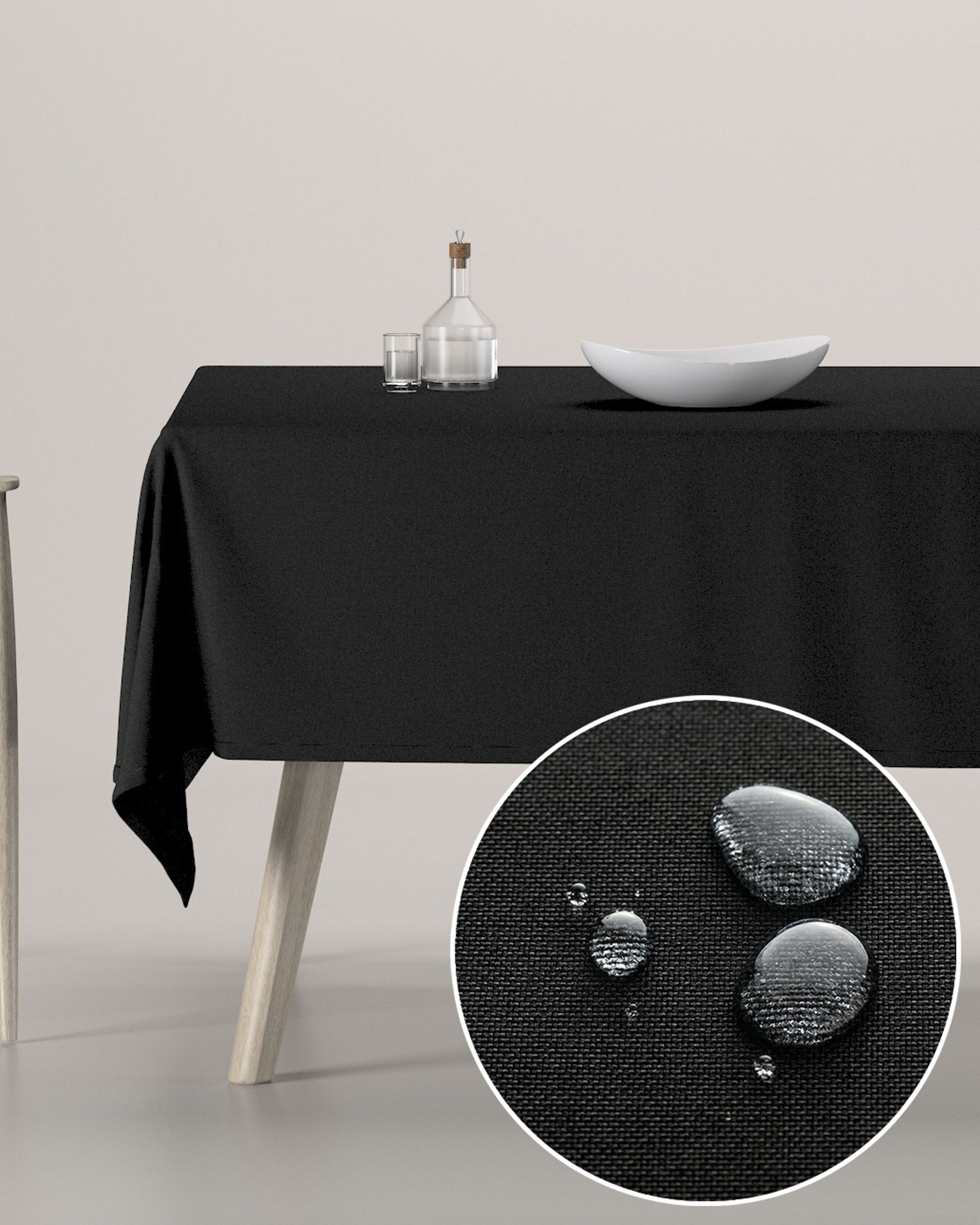 Rectangular tablecloth colour black fabric stain-resistant, structured