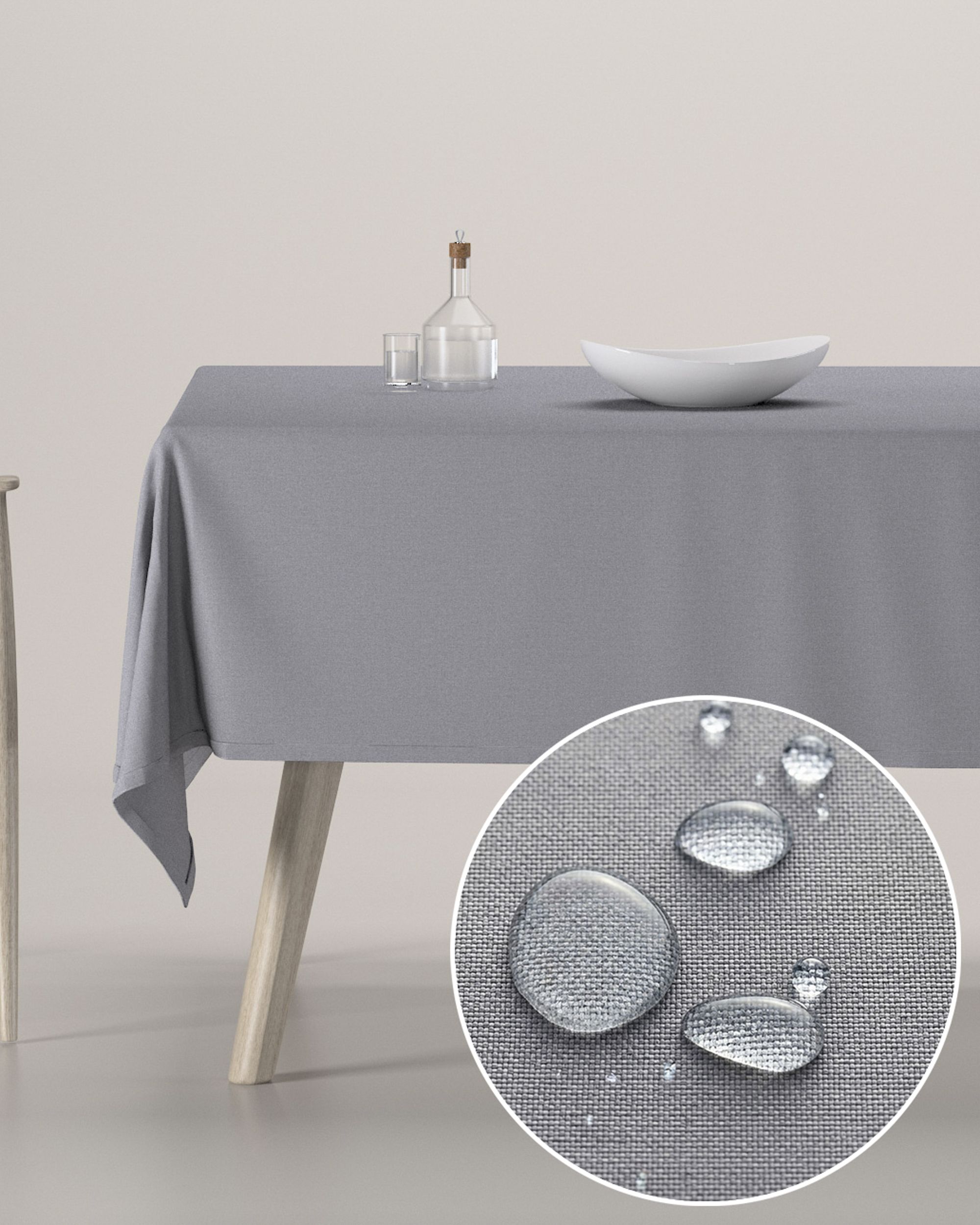 Rectangular tablecloth colour grey fabric stain-resistant, structured