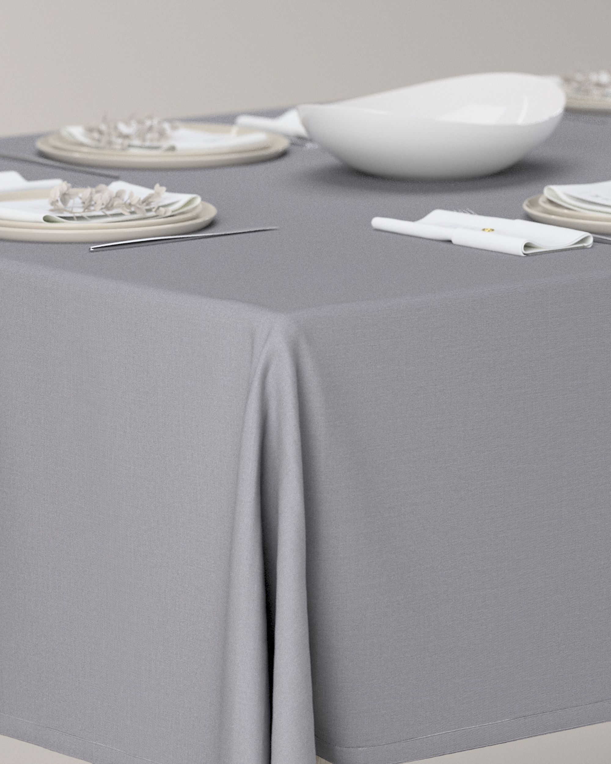 Rectangular tablecloth colour grey fabric stain-resistant, structured (hover)