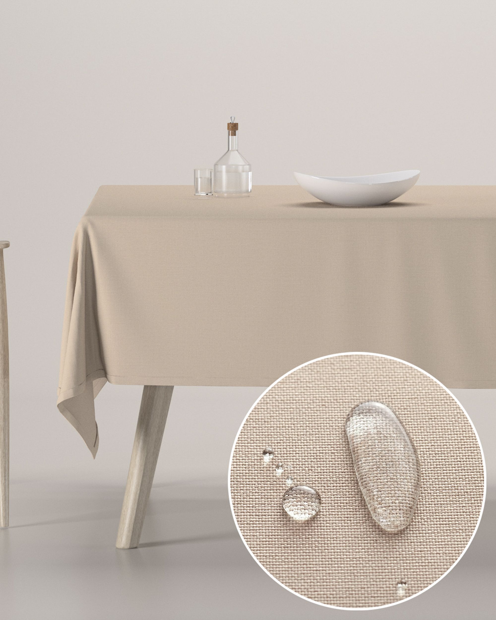 Rectangular tablecloth colour beige fabric stain-resistant, structured