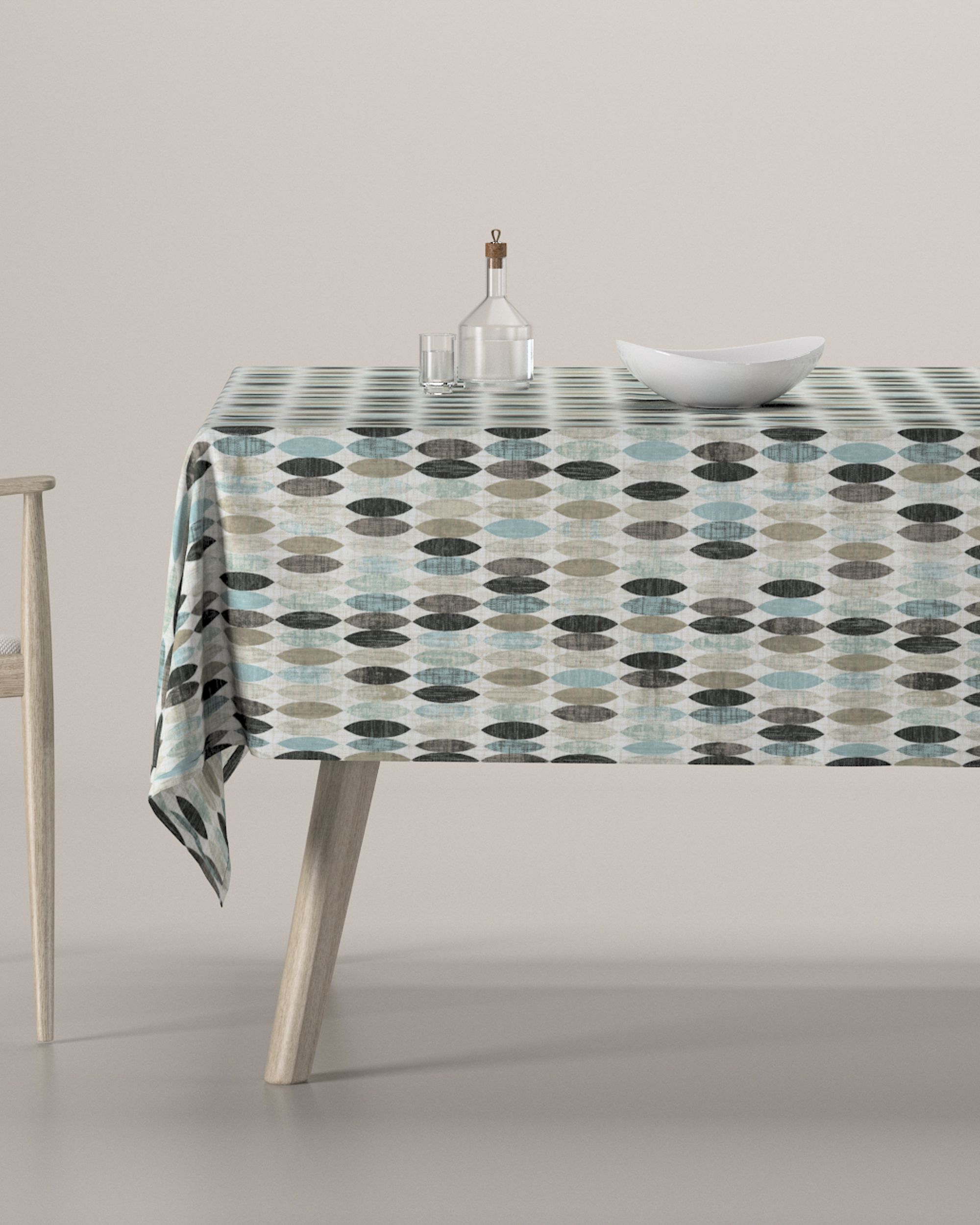 Rectangular tablecloth colour beige fabric patterned
