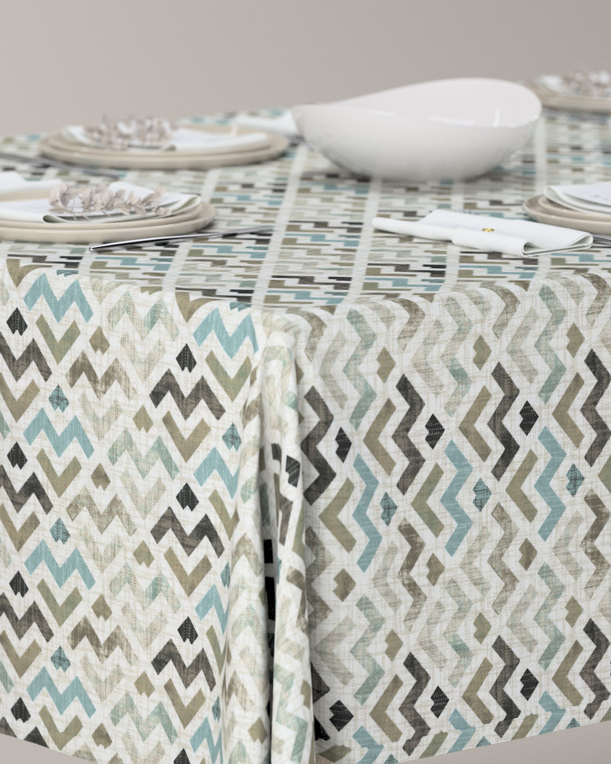 Rectangular tablecloth colour brown fabric patterned (hover)