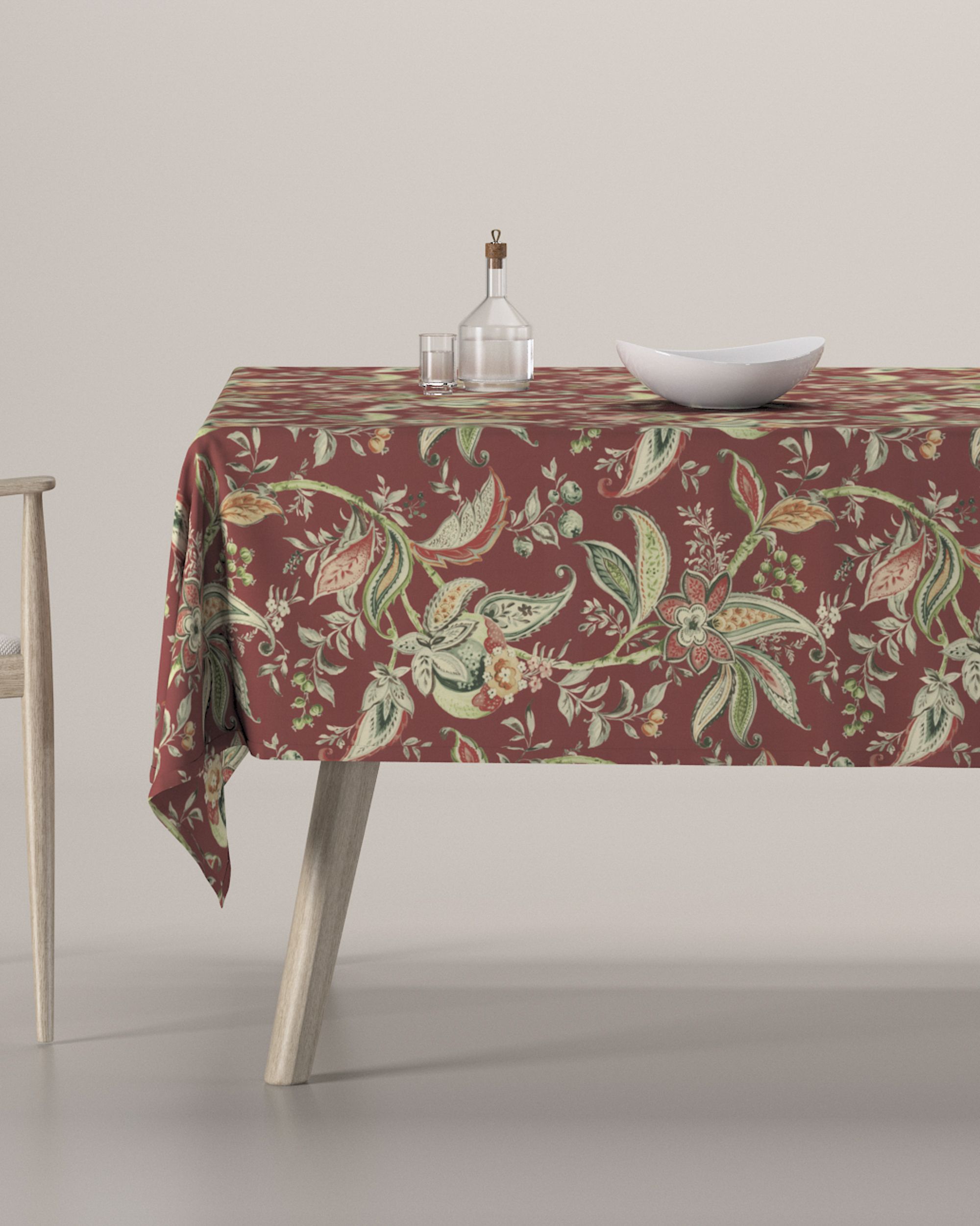 Rectangular tablecloth colour red fabric patterned