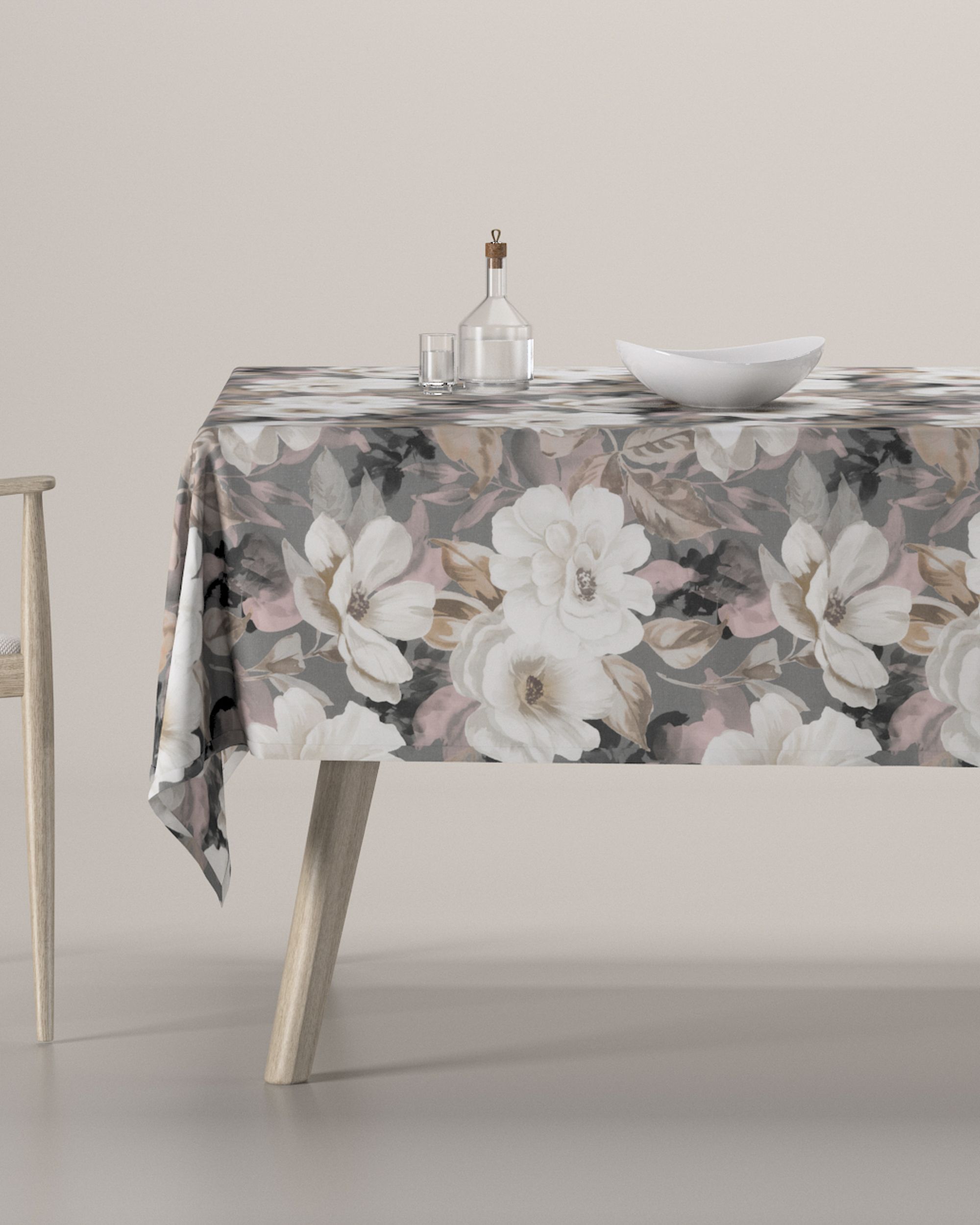 Rectangular tablecloth colour grey fabric patterned