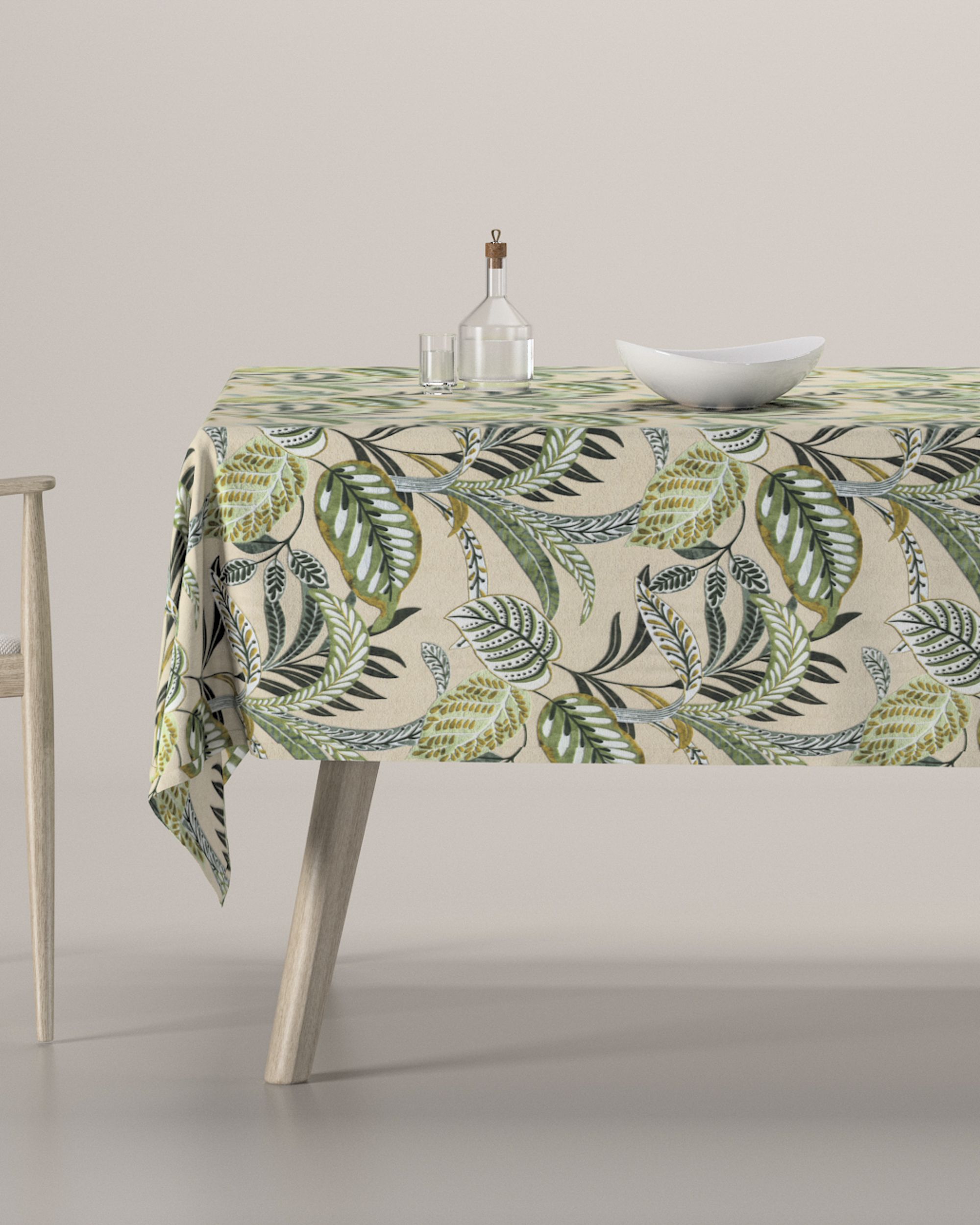 Rectangular tablecloth colour green fabric patterned