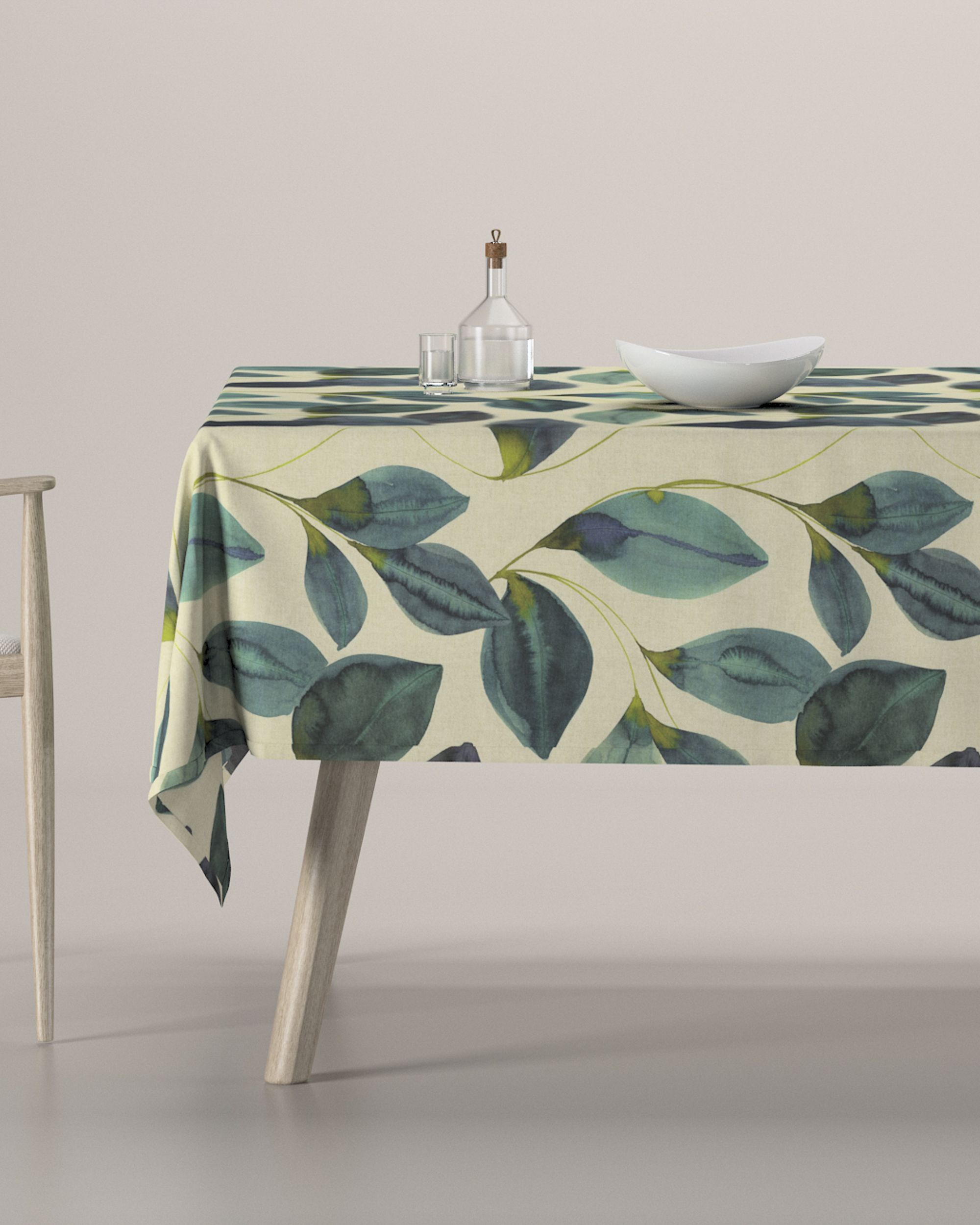 Rectangular tablecloth colour green fabric patterned