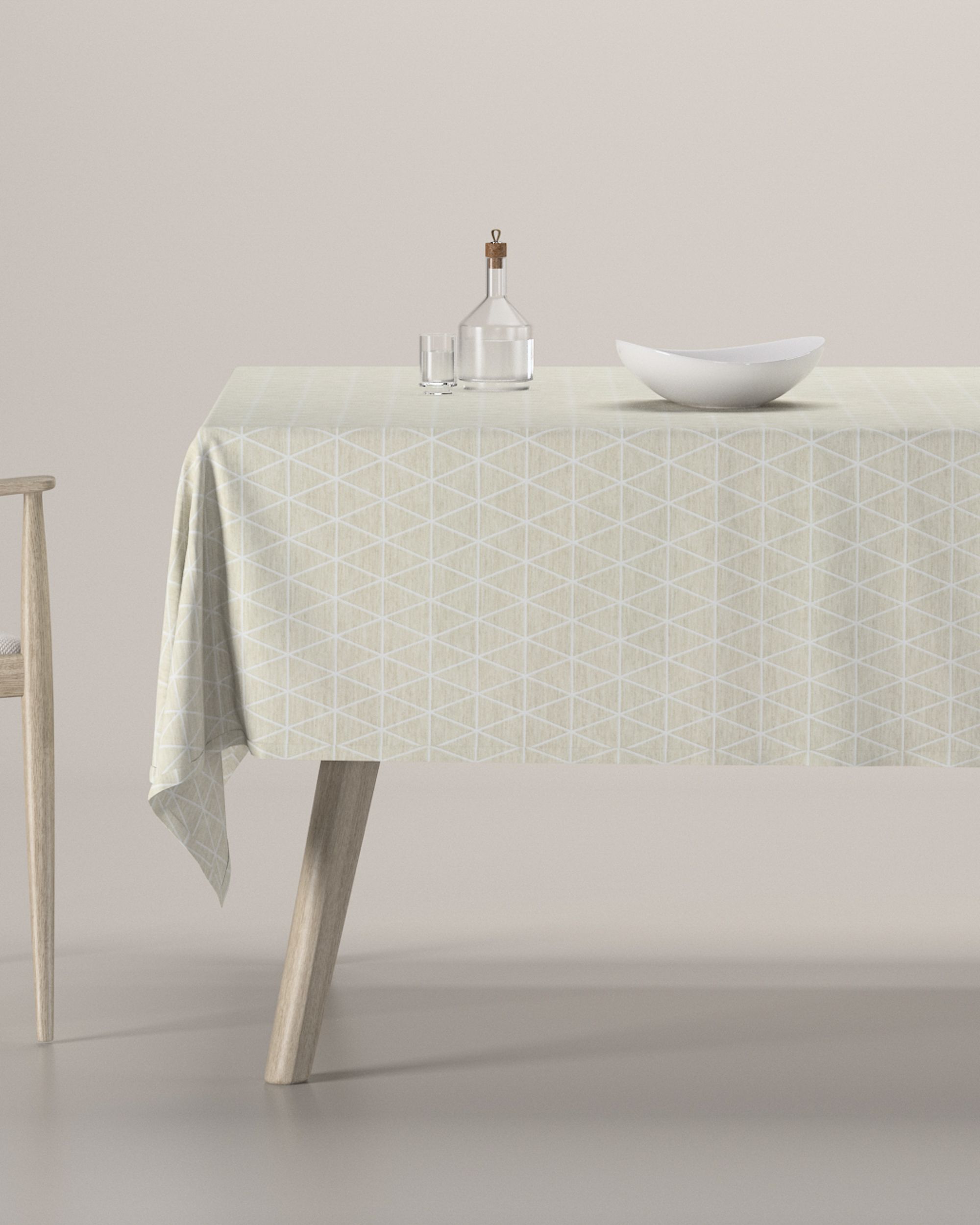 Rectangular tablecloth colour beige fabric structured, patterned