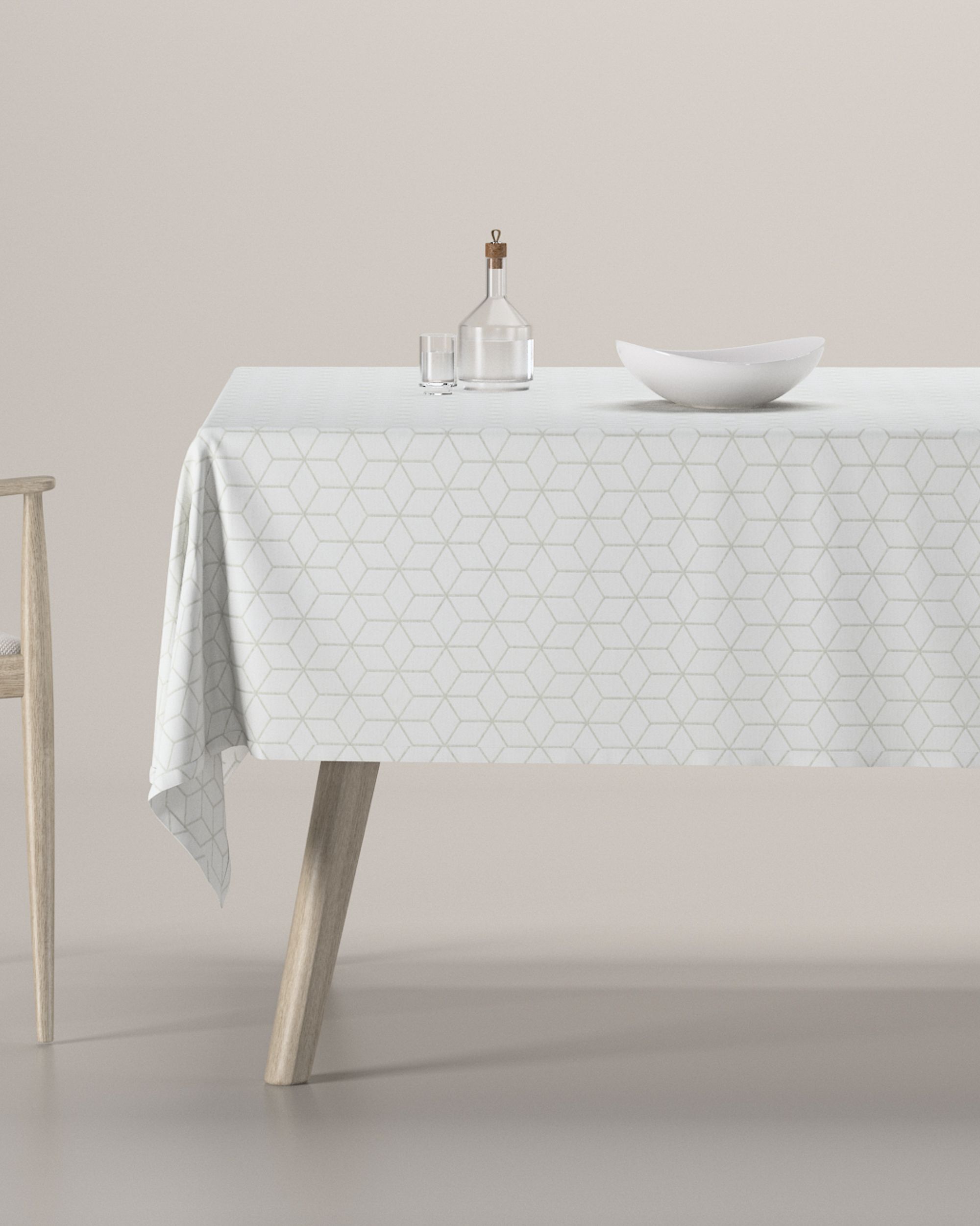 Rectangular tablecloth colour white fabric structured, patterned