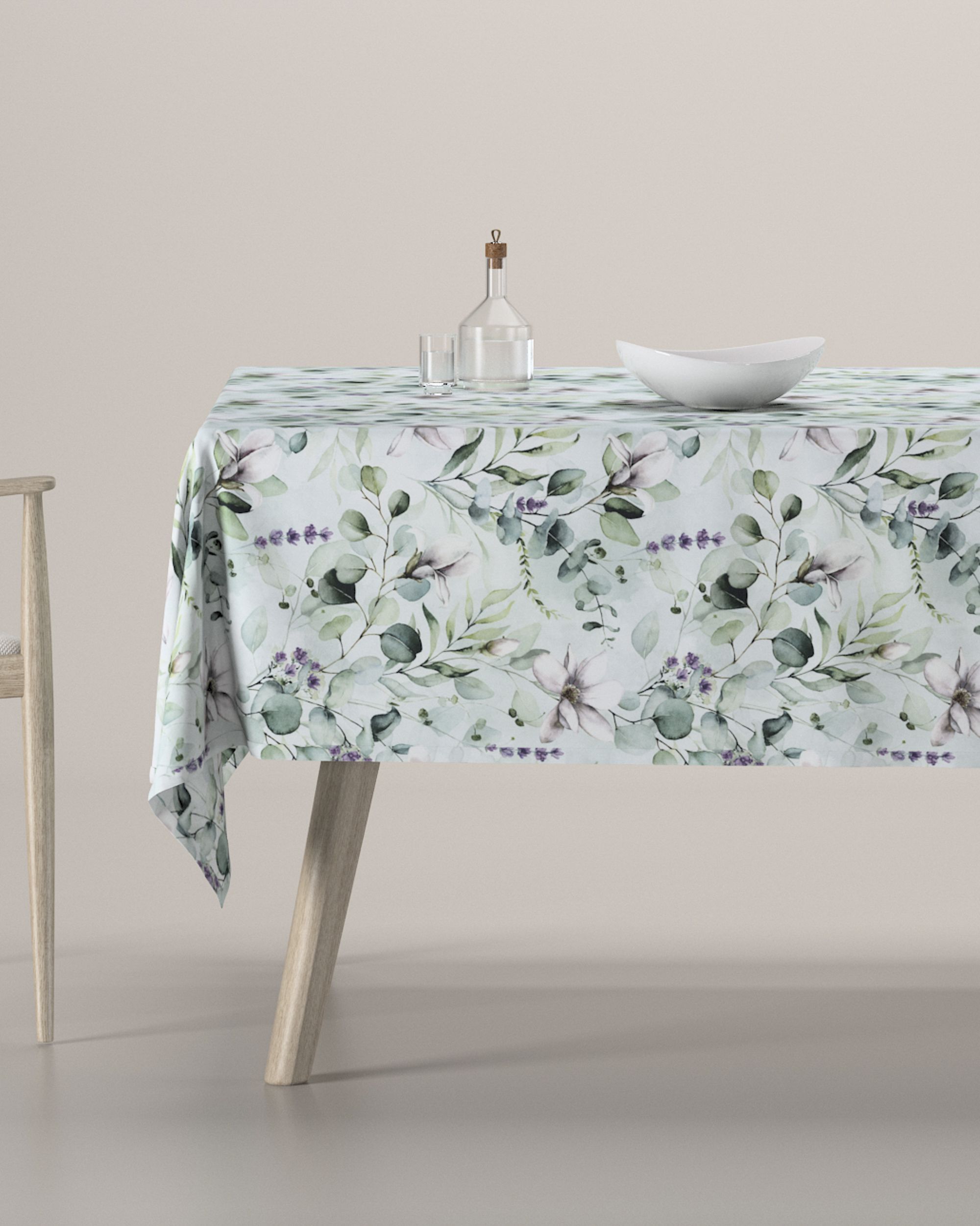 Rectangular tablecloth colour green fabric patterned
