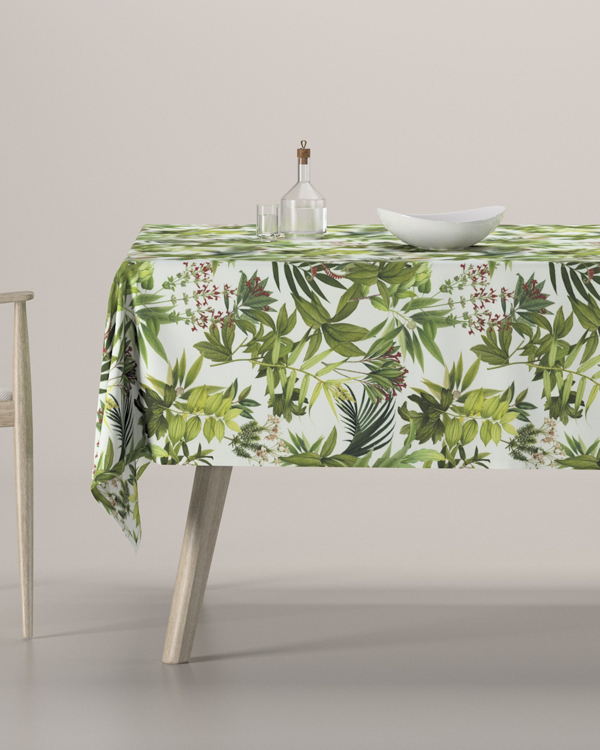 Rectangular tablecloth colour green fabric patterned