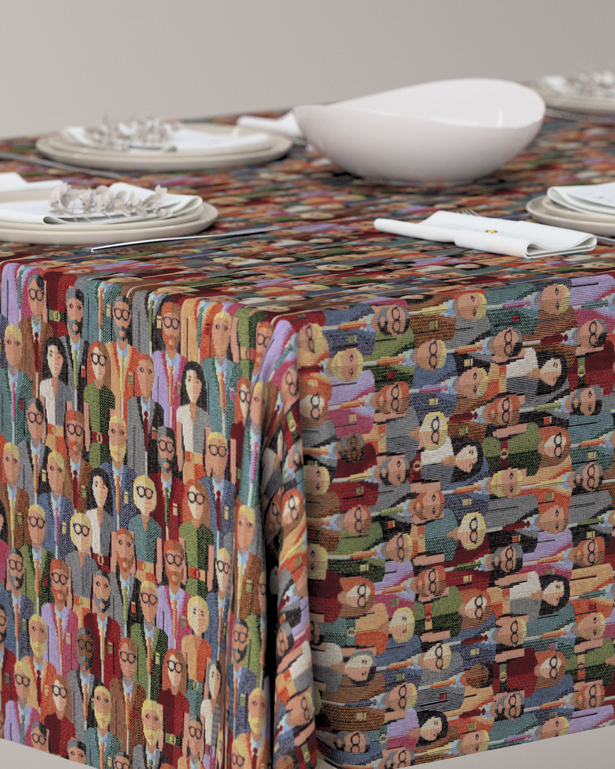 Rectangular tablecloth colour multicolour fabric structured, patterned (hover)