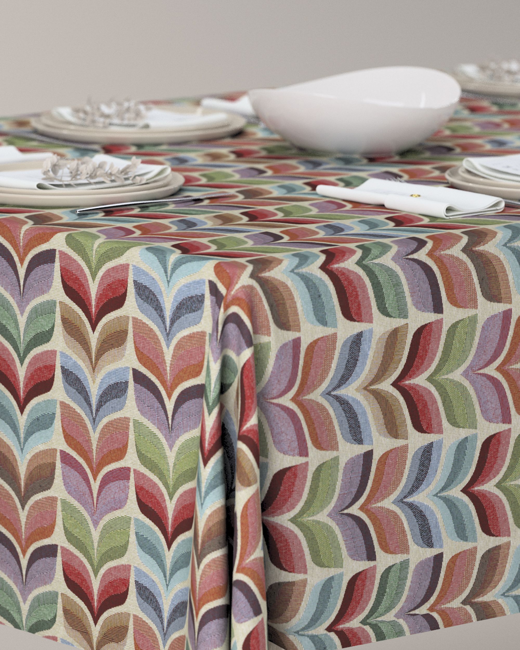 Rectangular tablecloth colour multicolour fabric structured, patterned (hover)