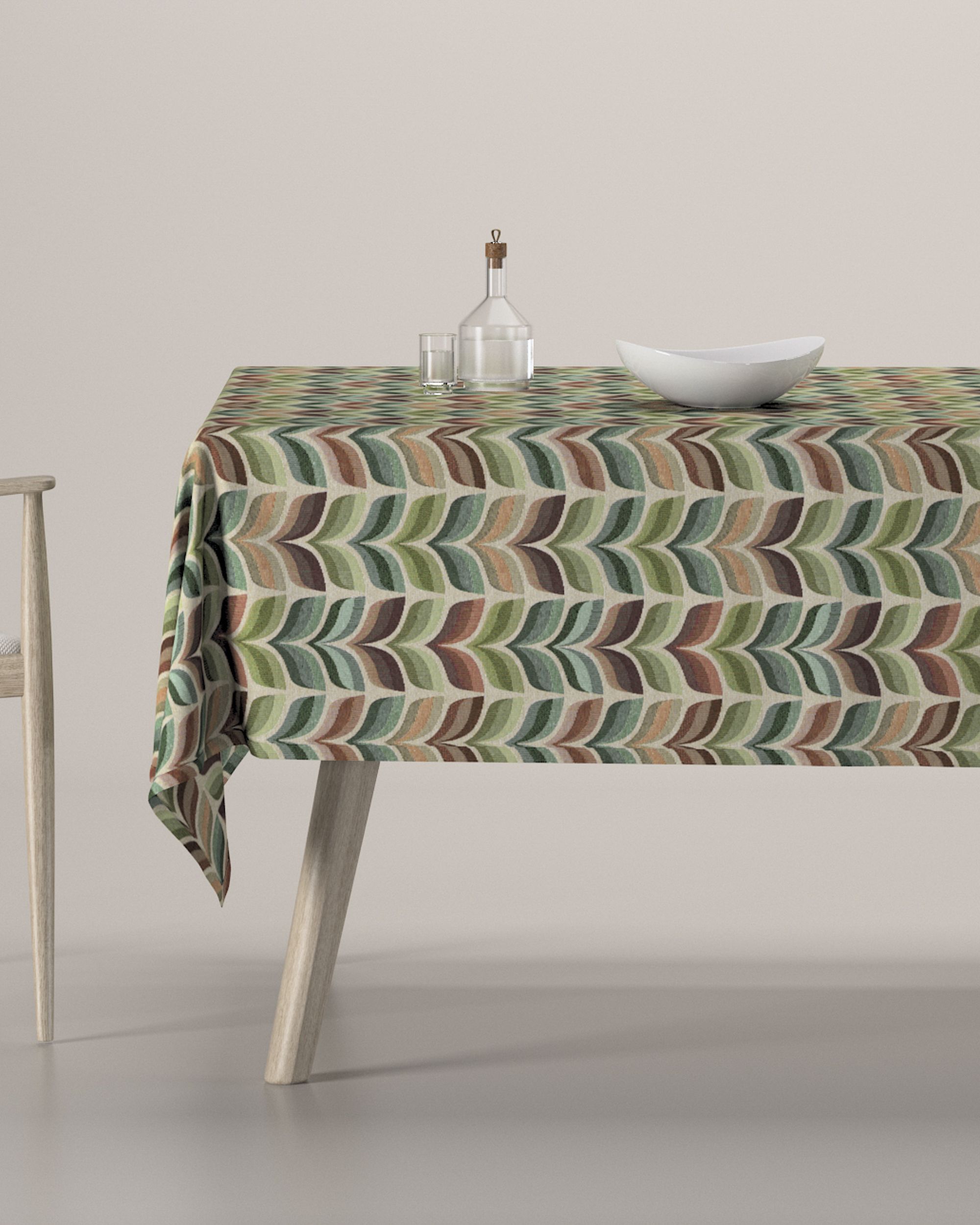 Rectangular tablecloth colour green fabric structured, patterned