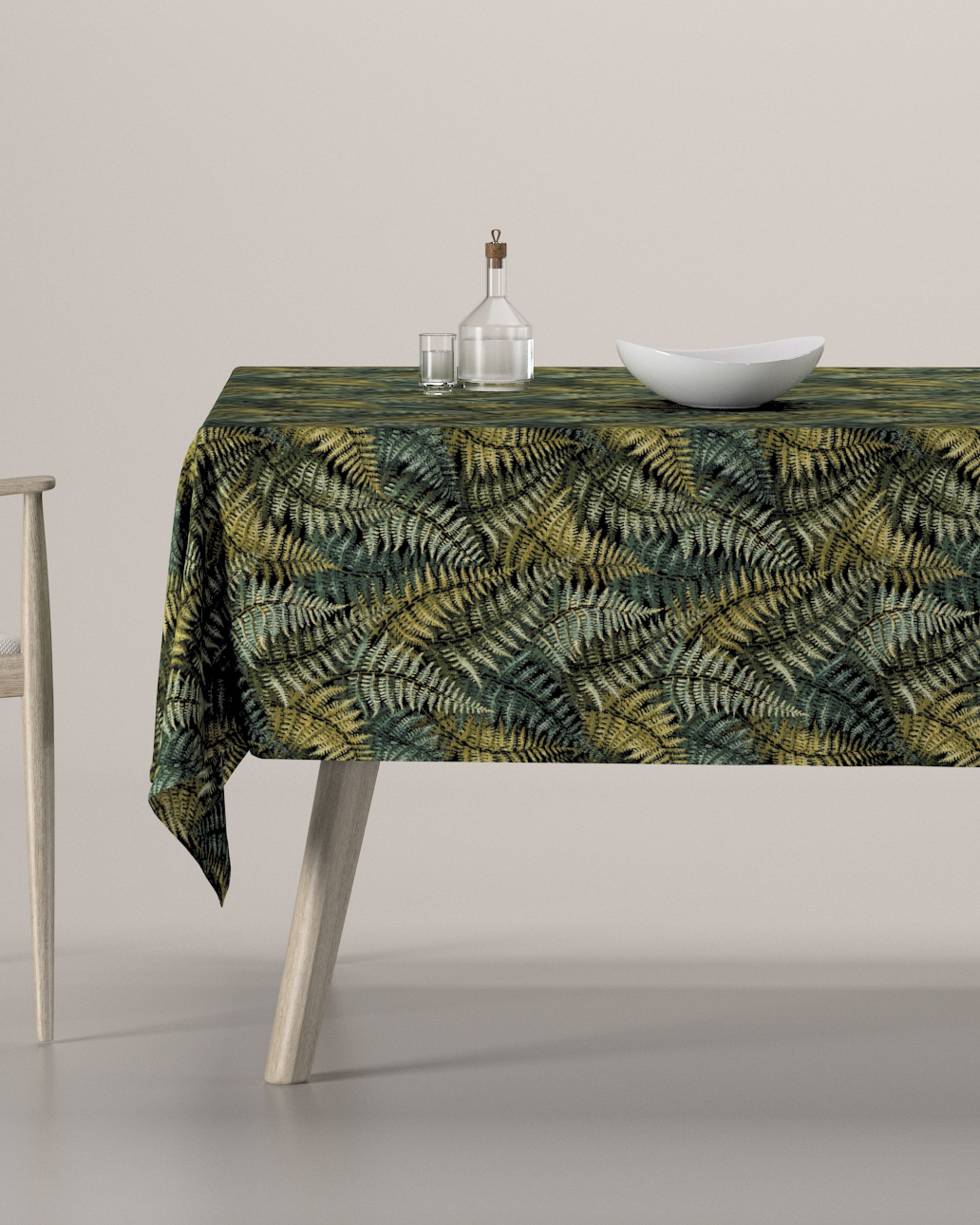 Rectangular tablecloth colour green fabric structured, patterned
