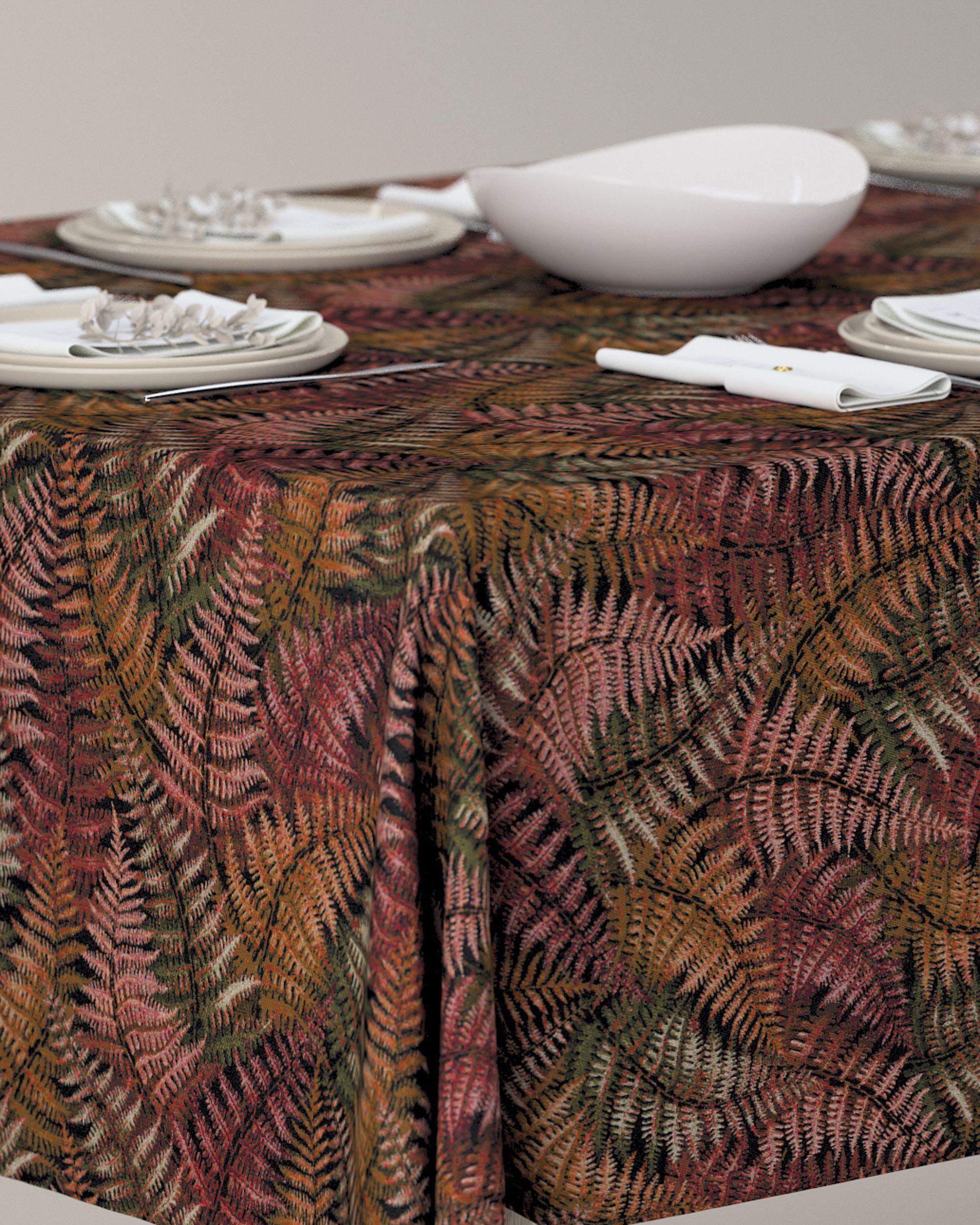 Rectangular tablecloth colour burgundy fabric structured, patterned (hover)
