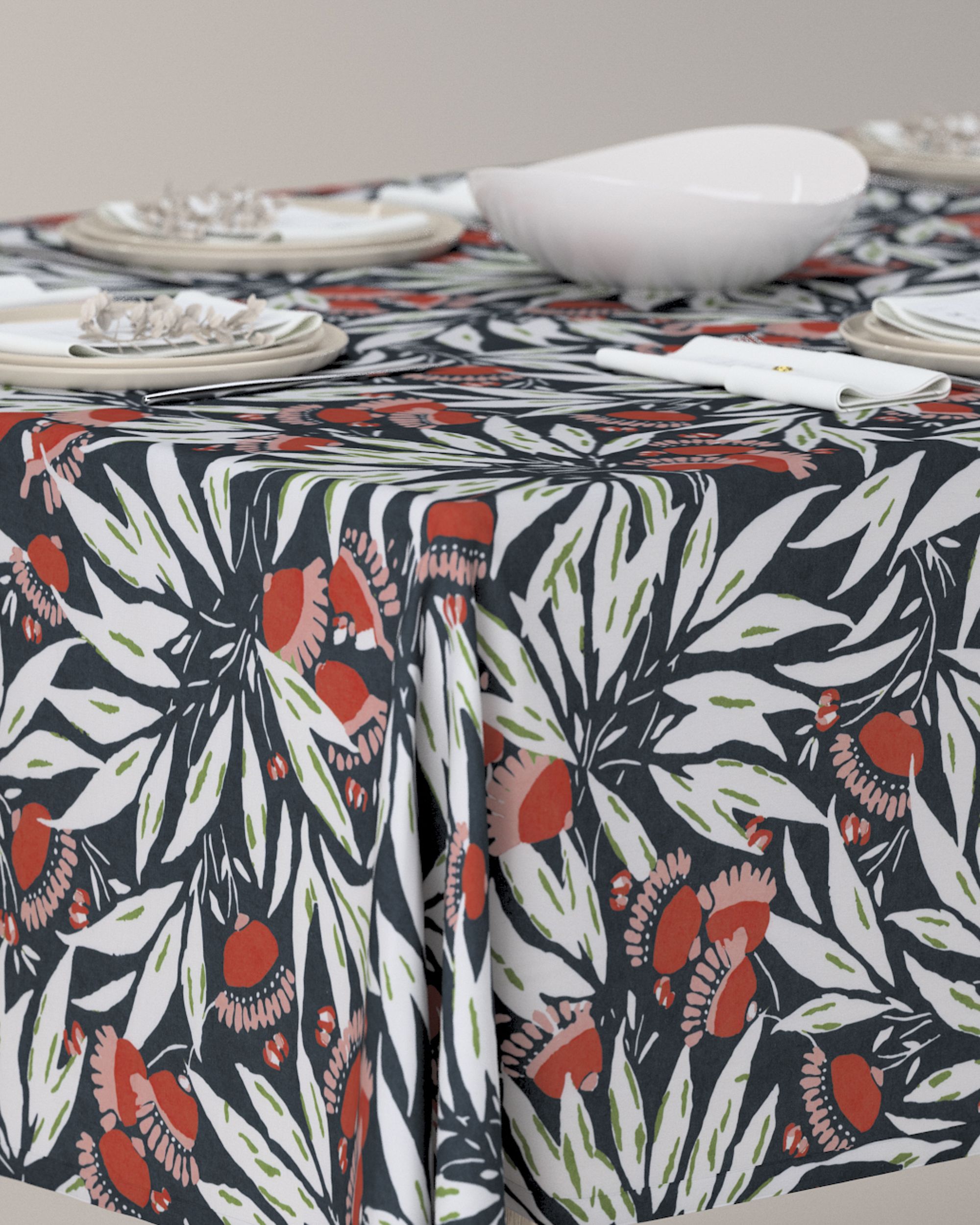 Rectangular tablecloth colour multicolour fabric patterned (hover)