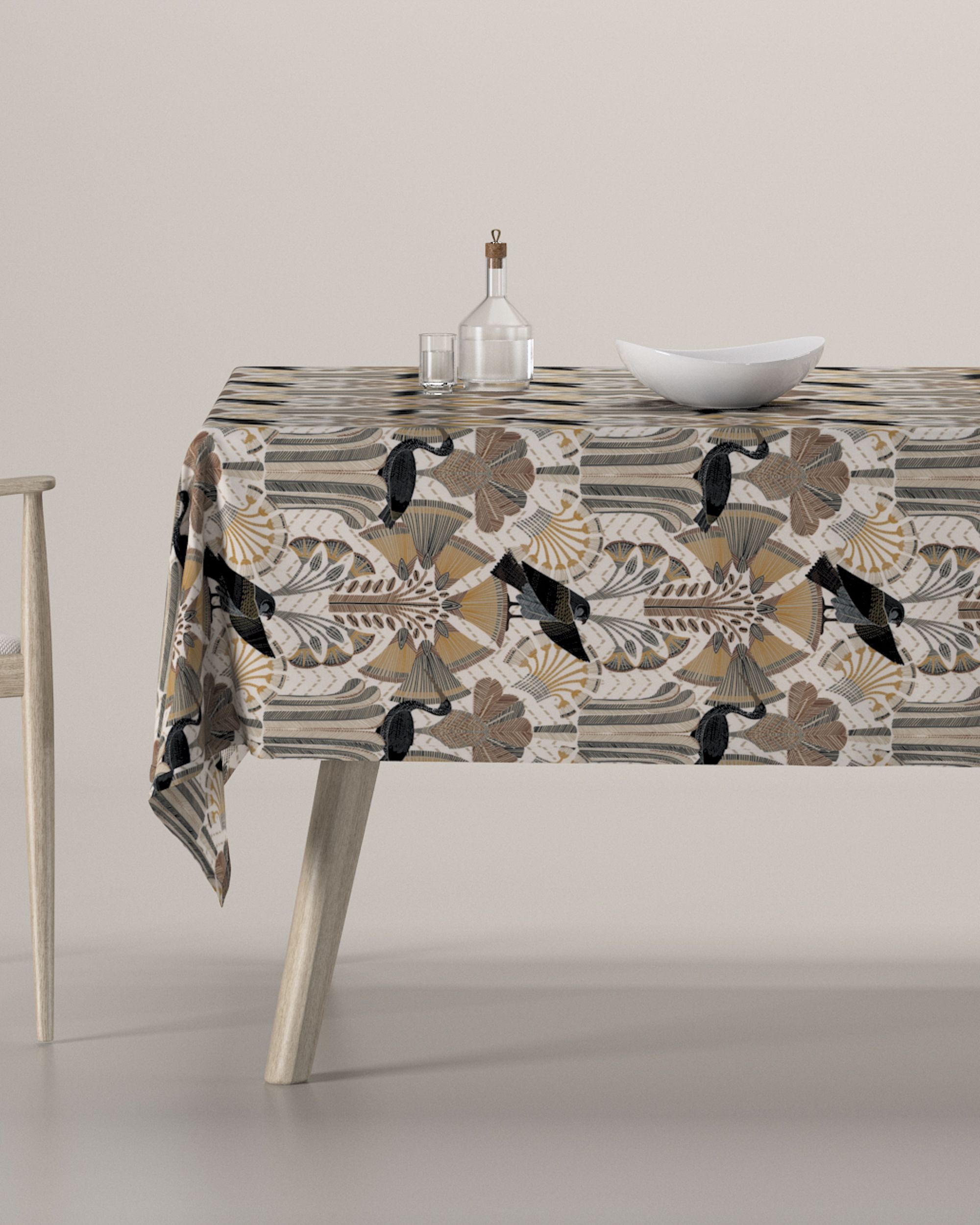 Rectangular tablecloth colour brown fabric patterned