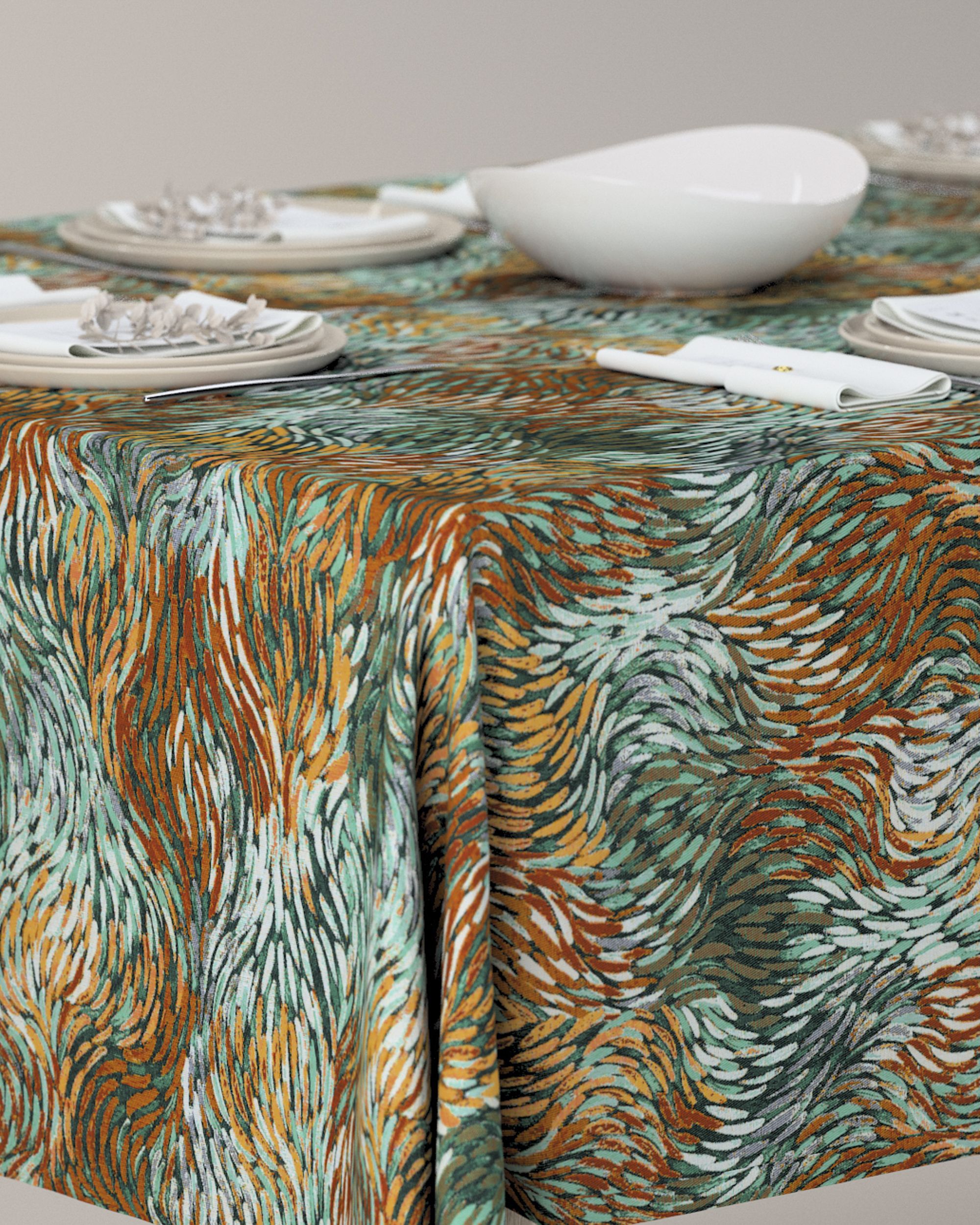Rectangular tablecloth colour multicolour fabric structured, patterned (hover)