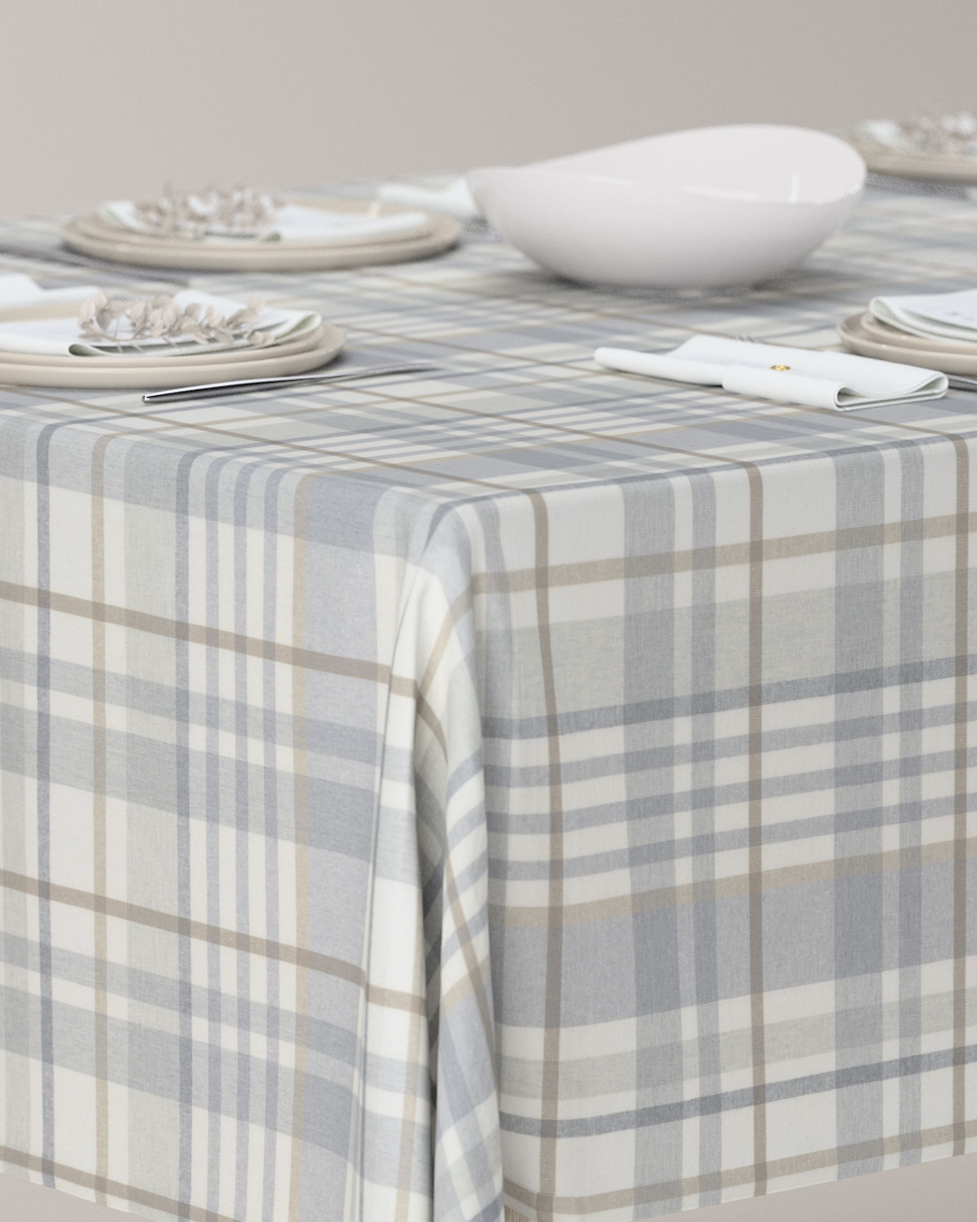 Rectangular tablecloth colour grey fabric patterned (hover)