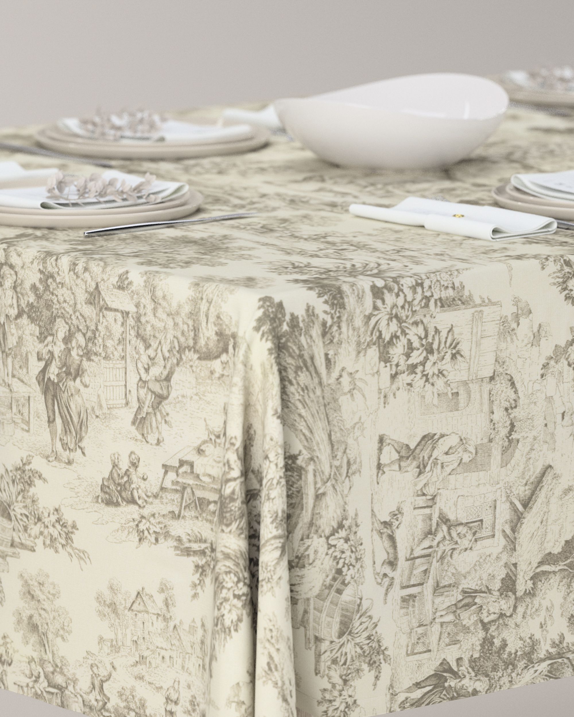 Rectangular tablecloth colour brown fabric patterned (hover)