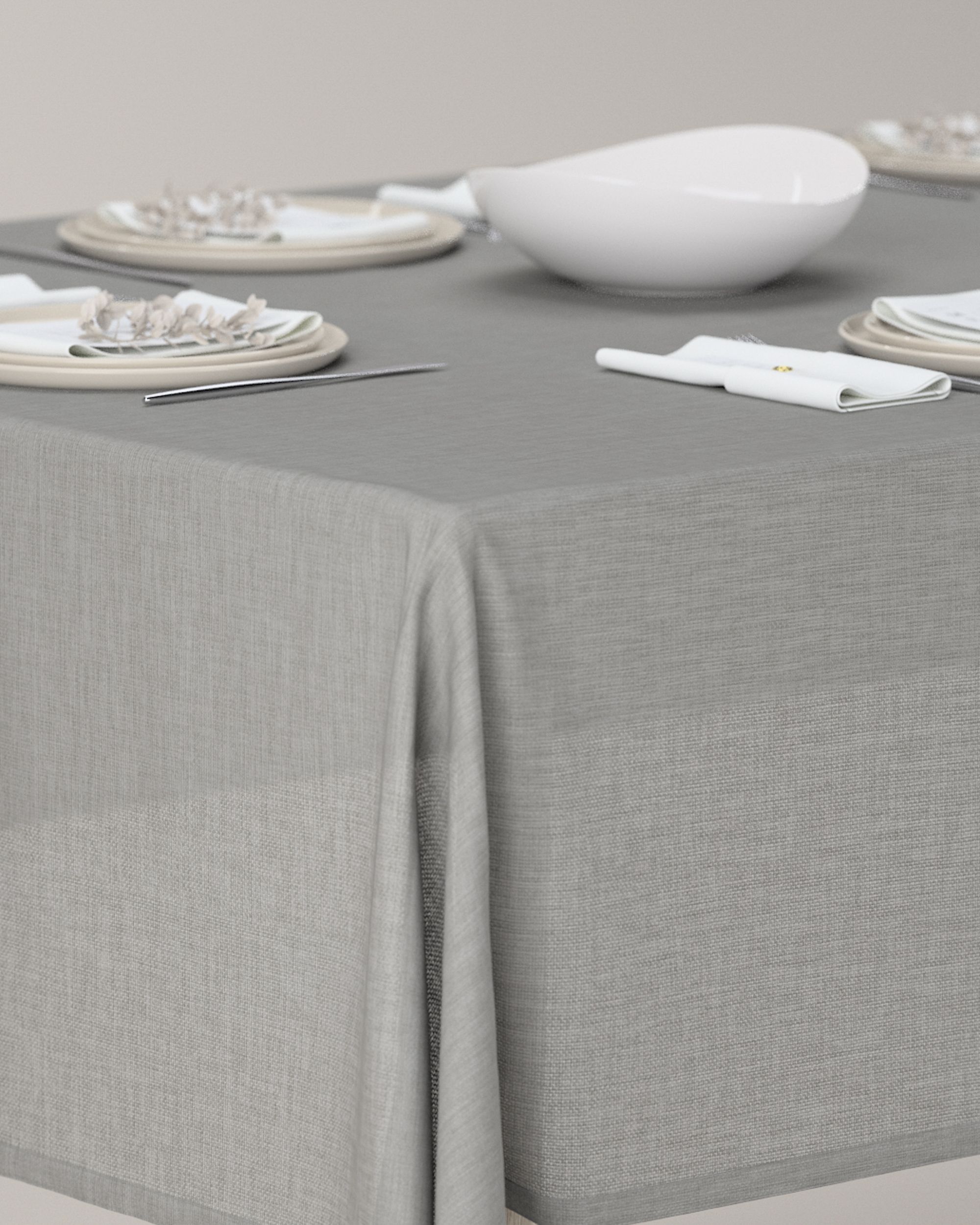 Rectangular tablecloth colour grey fabric structured (hover)