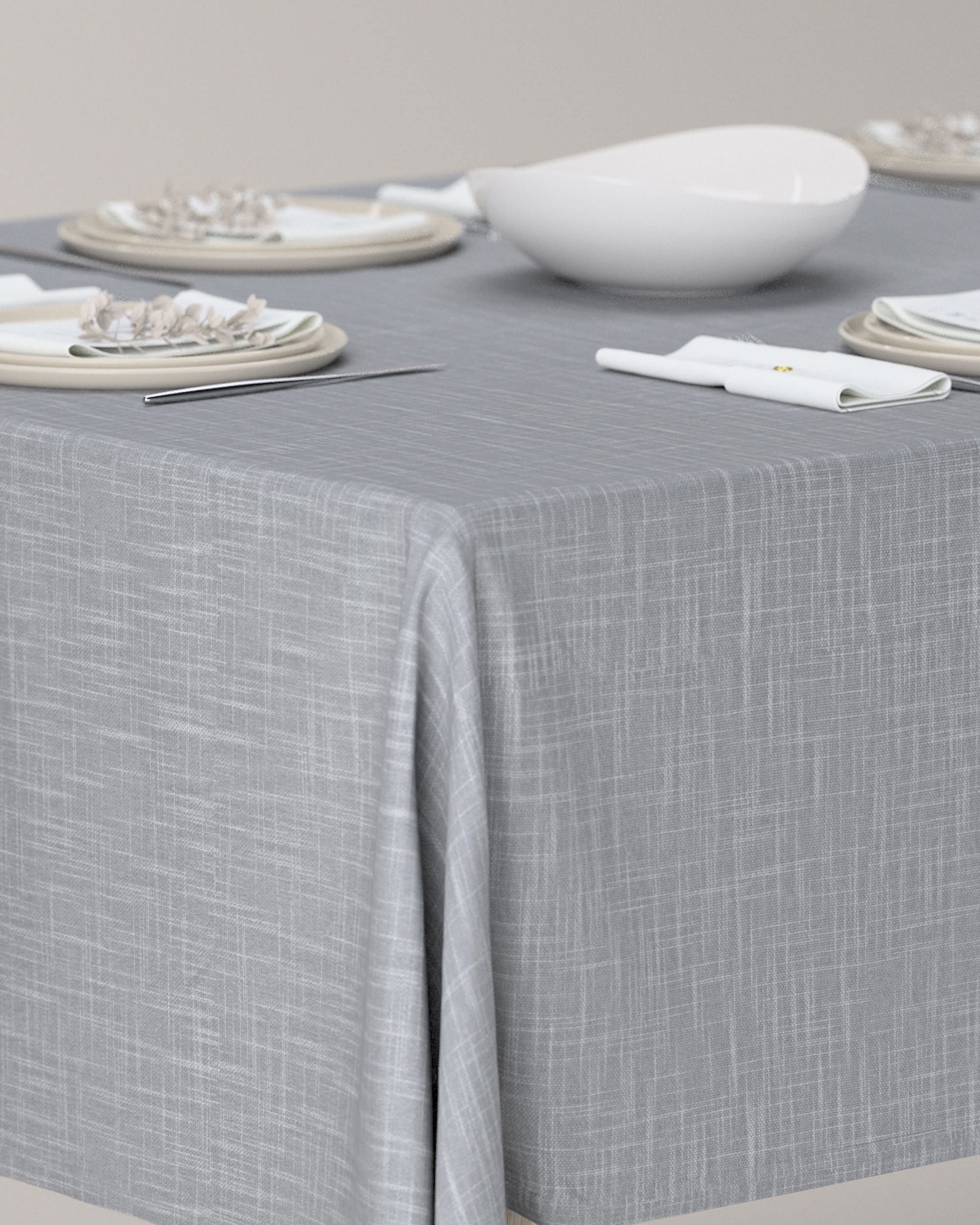 Rectangular tablecloth colour grey fabric structured (hover)