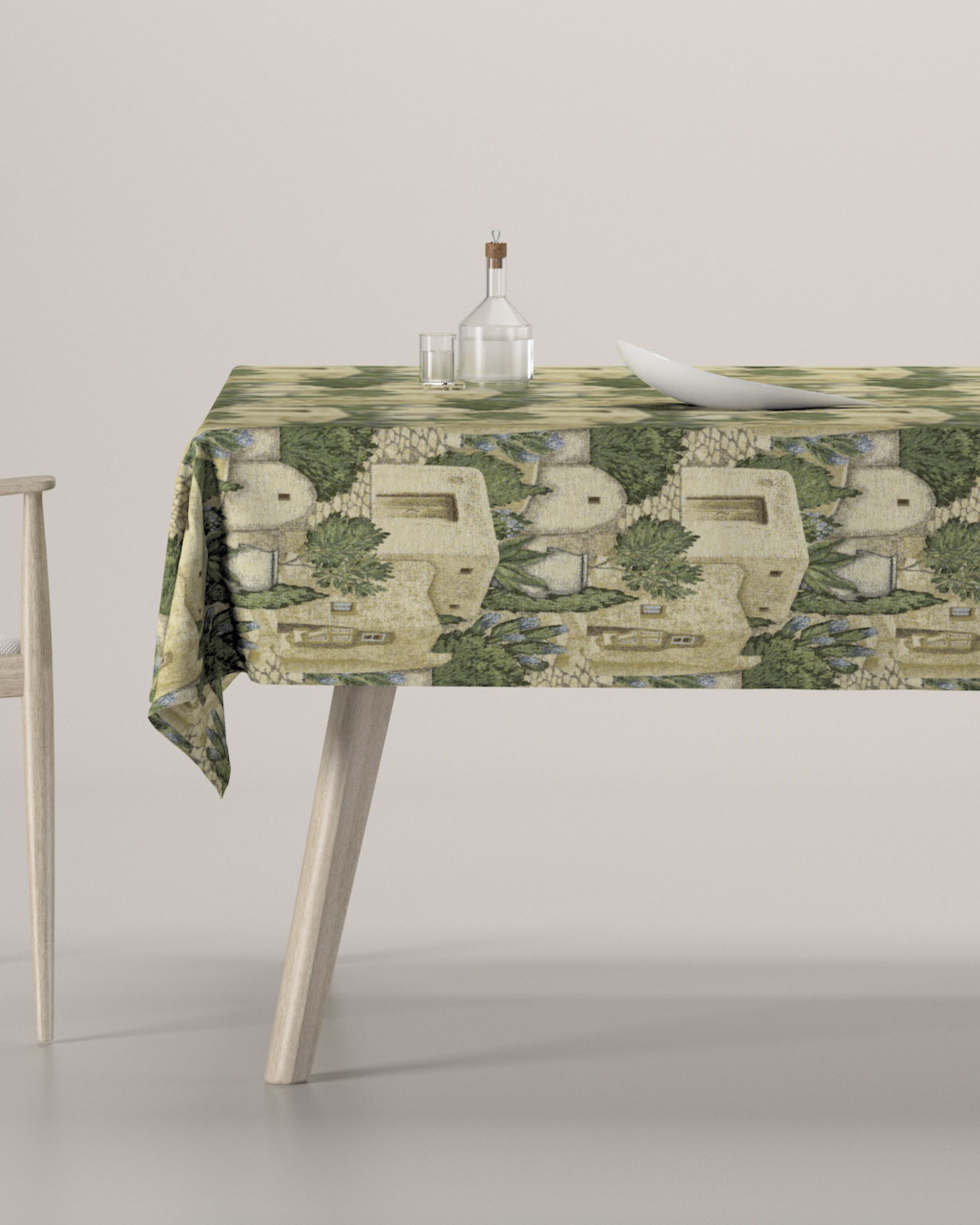 Rectangular tablecloth colour beige fabric structured, patterned