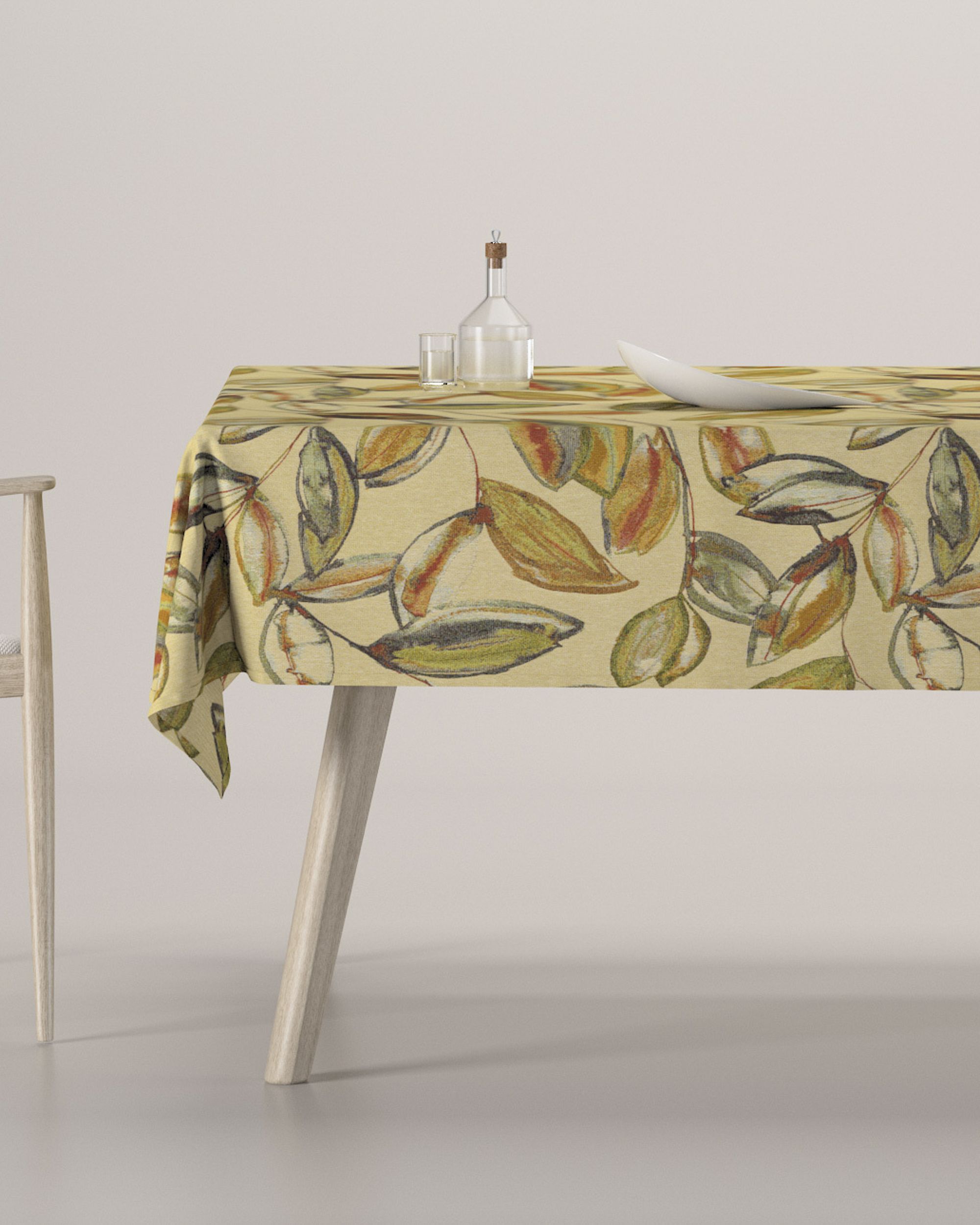 Rectangular tablecloth colour beige fabric structured, patterned