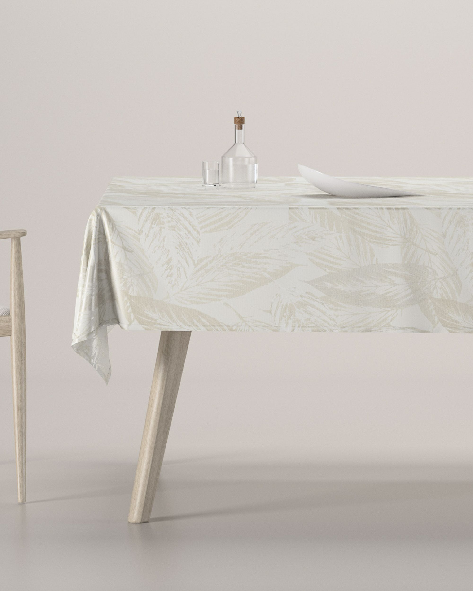 Rectangular tablecloth colour green fabric gloss, structured, patterned