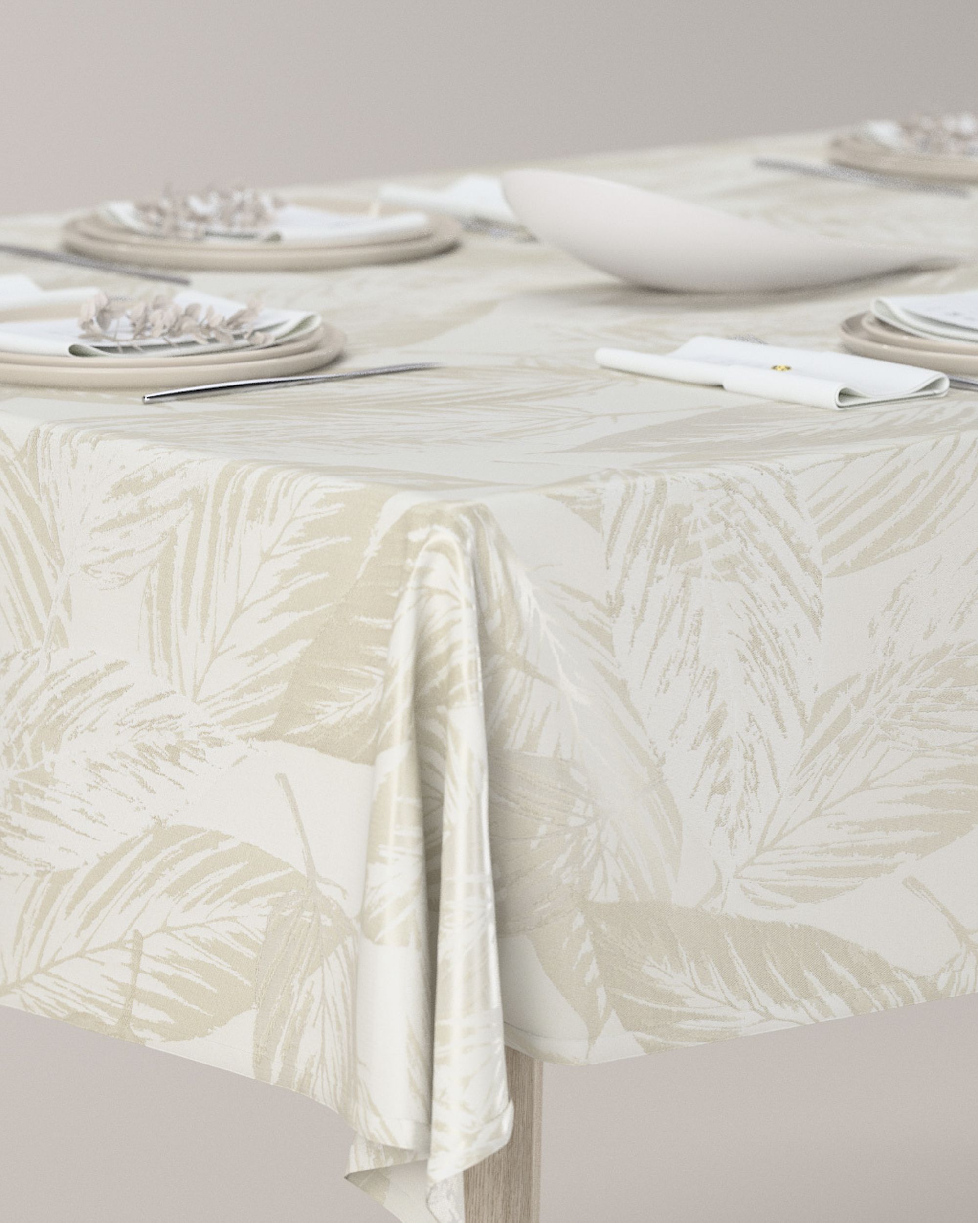 Rectangular tablecloth colour green fabric gloss, structured, patterned (hover)