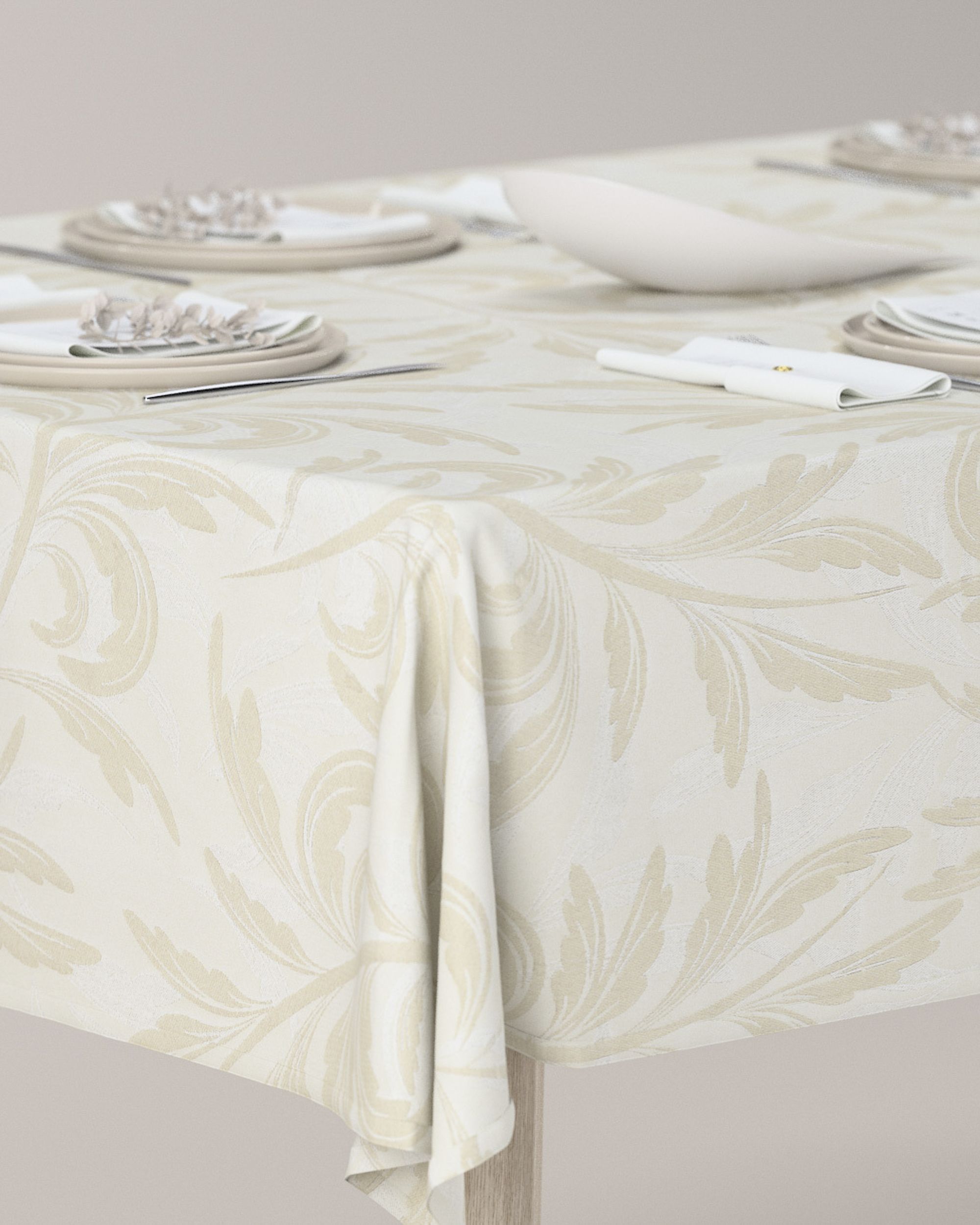 Rectangular tablecloth colour grey fabric gloss, structured, patterned (hover)