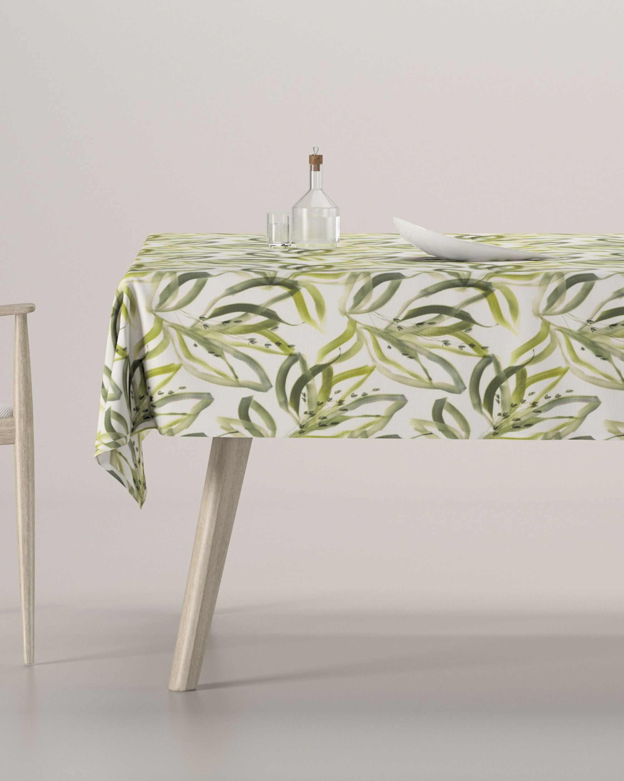 Rectangular tablecloth colour green fabric patterned